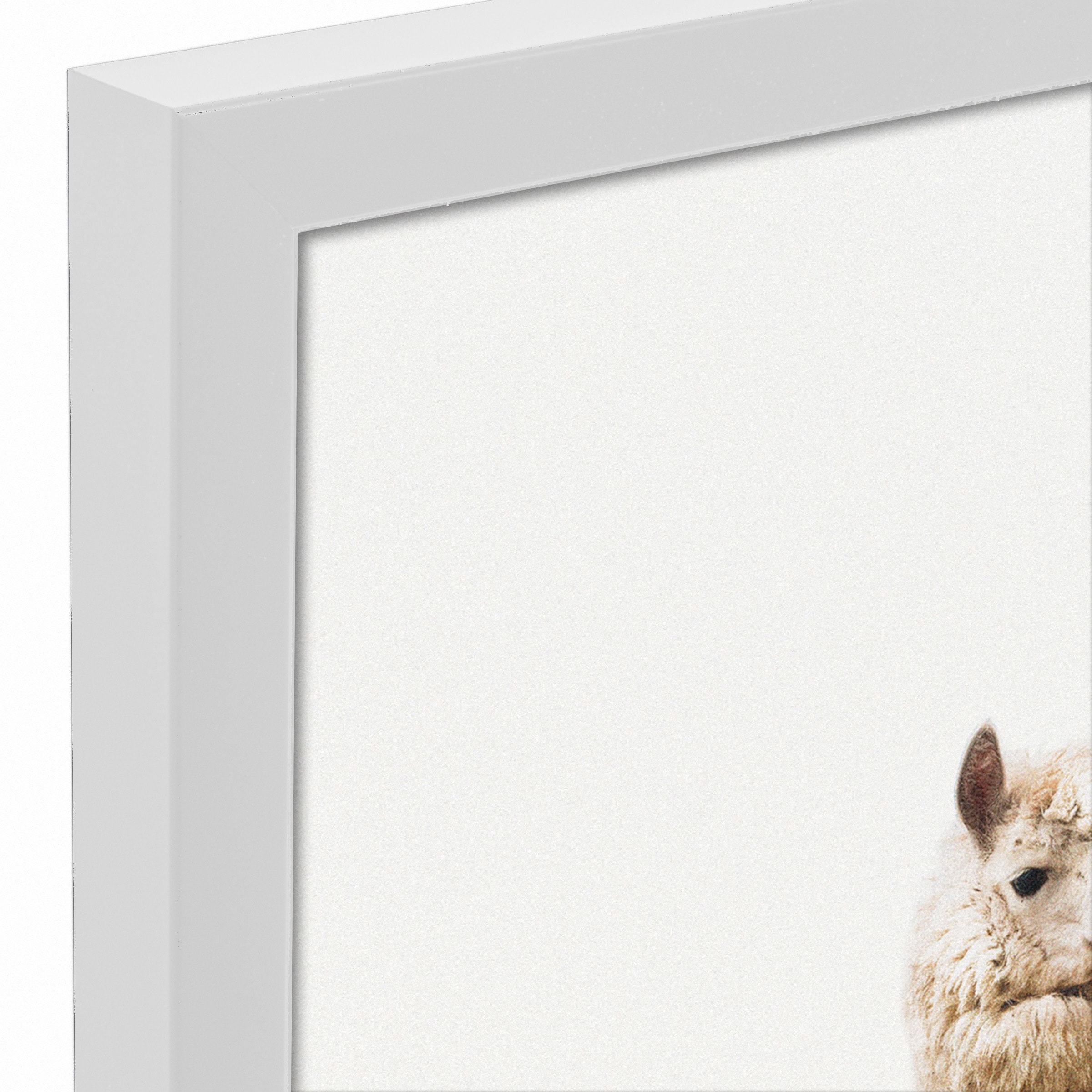 Leafy Llama Pile White Framed Canvas