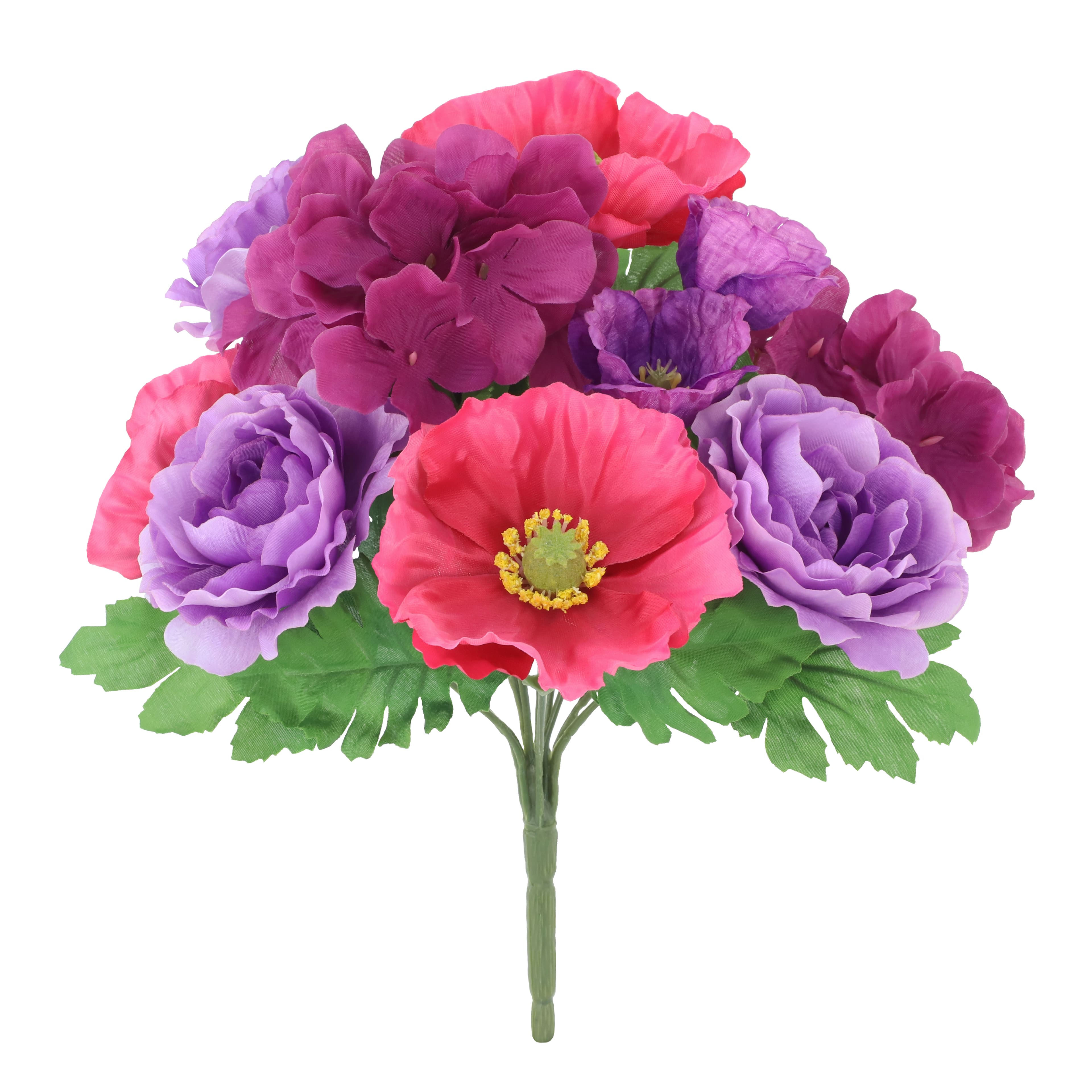 13&#x22; Purple &#x26; Red Poppy &#x26; Ranunculus Bush by Ashland&#xAE;