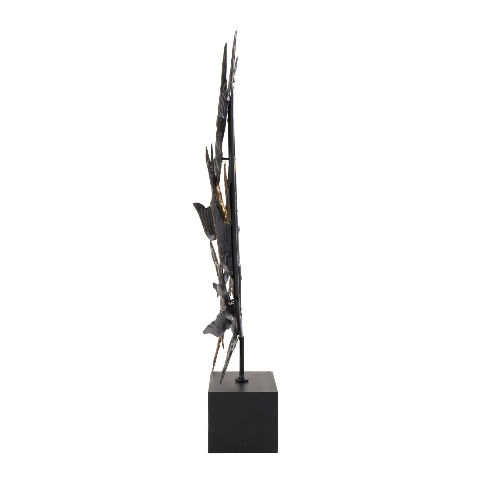 19.5&#x22; Black Metallic Flying Flock of Birds Sculpture D&#xE9;cor