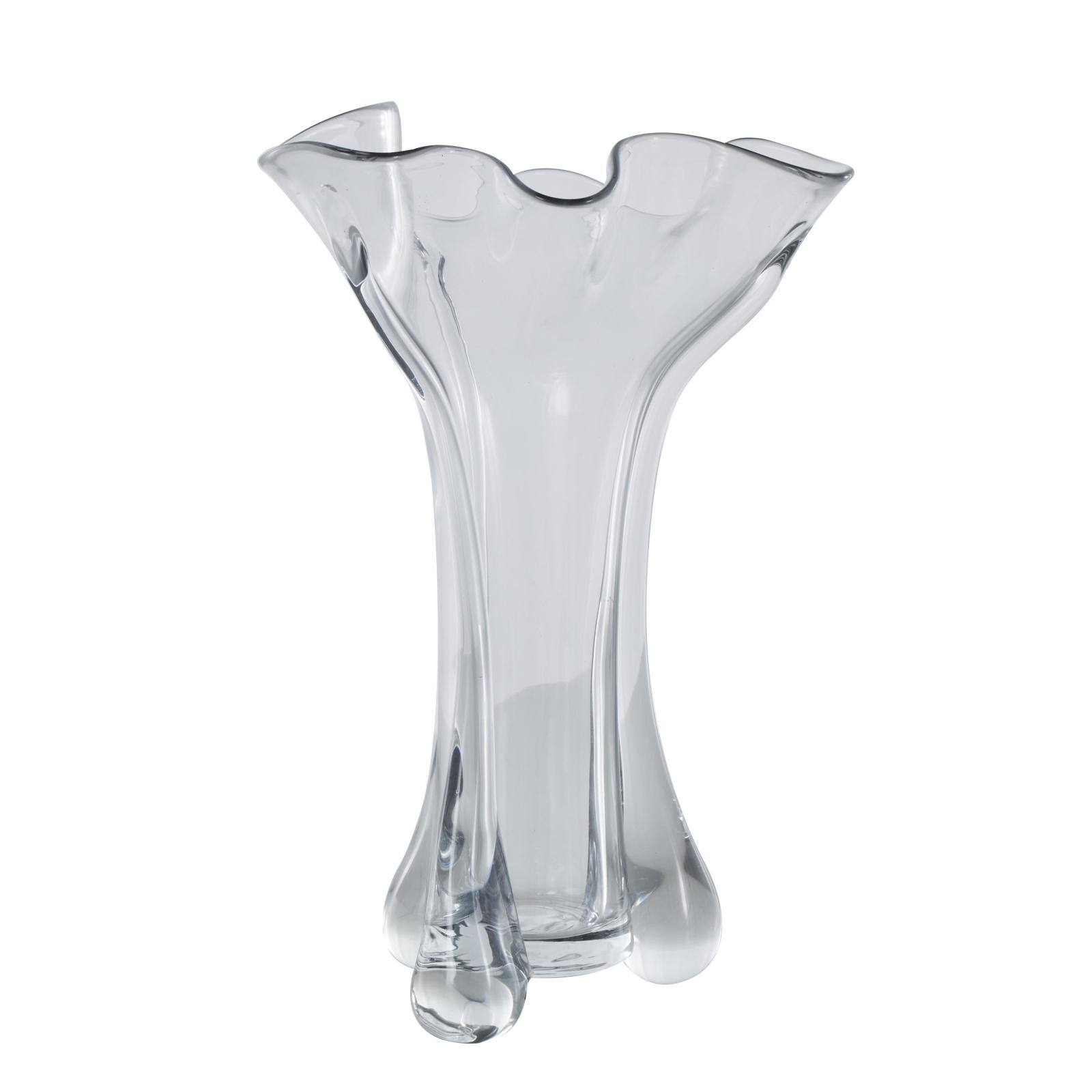 Clear Abstract Fluted Tulip Glass Vase