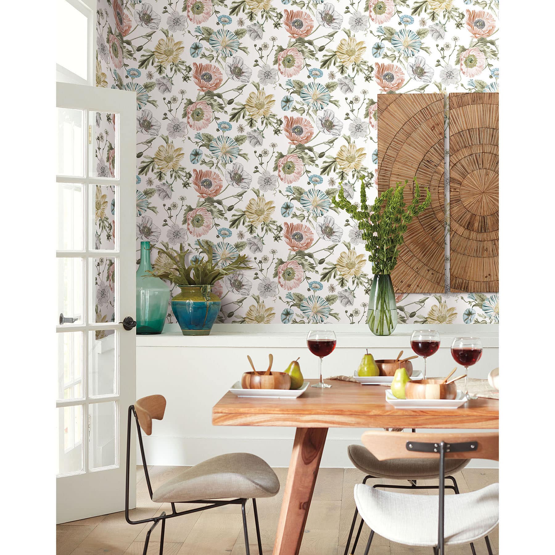 RoomMates Pink/Green Vintage Poppy Peel & Stick Wallpaper
