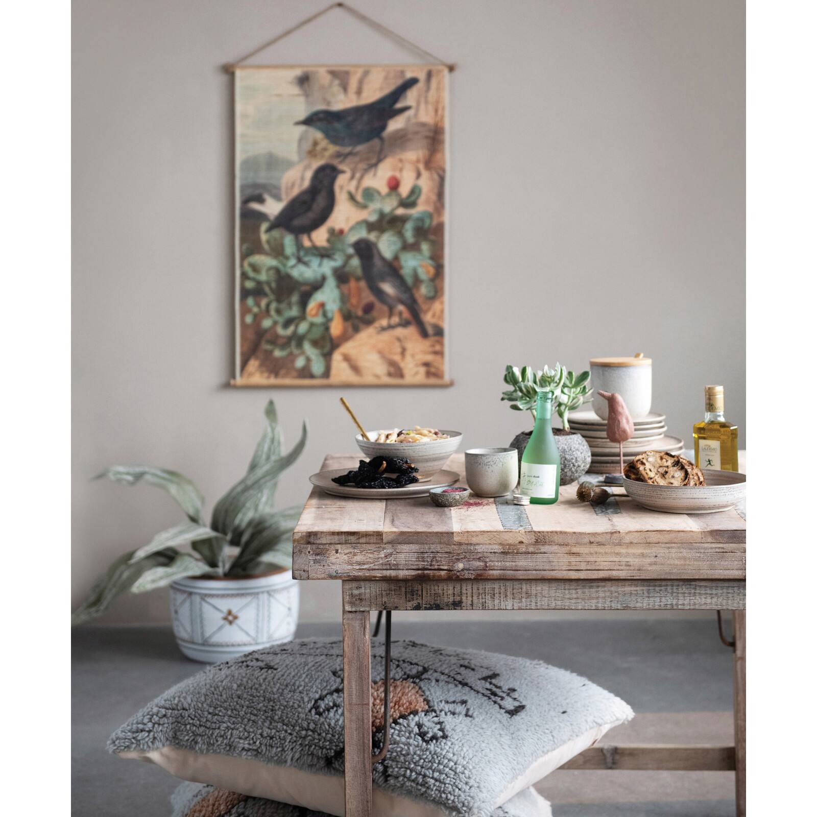 Hello Honey&#xAE; Vintage Reproduction Birds Bamboo Wall Scroll