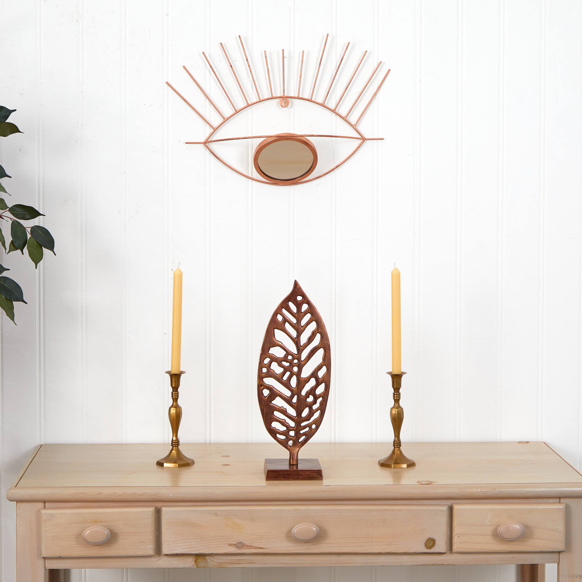 19&#x22; Gold Metal Eye Wall Mirror