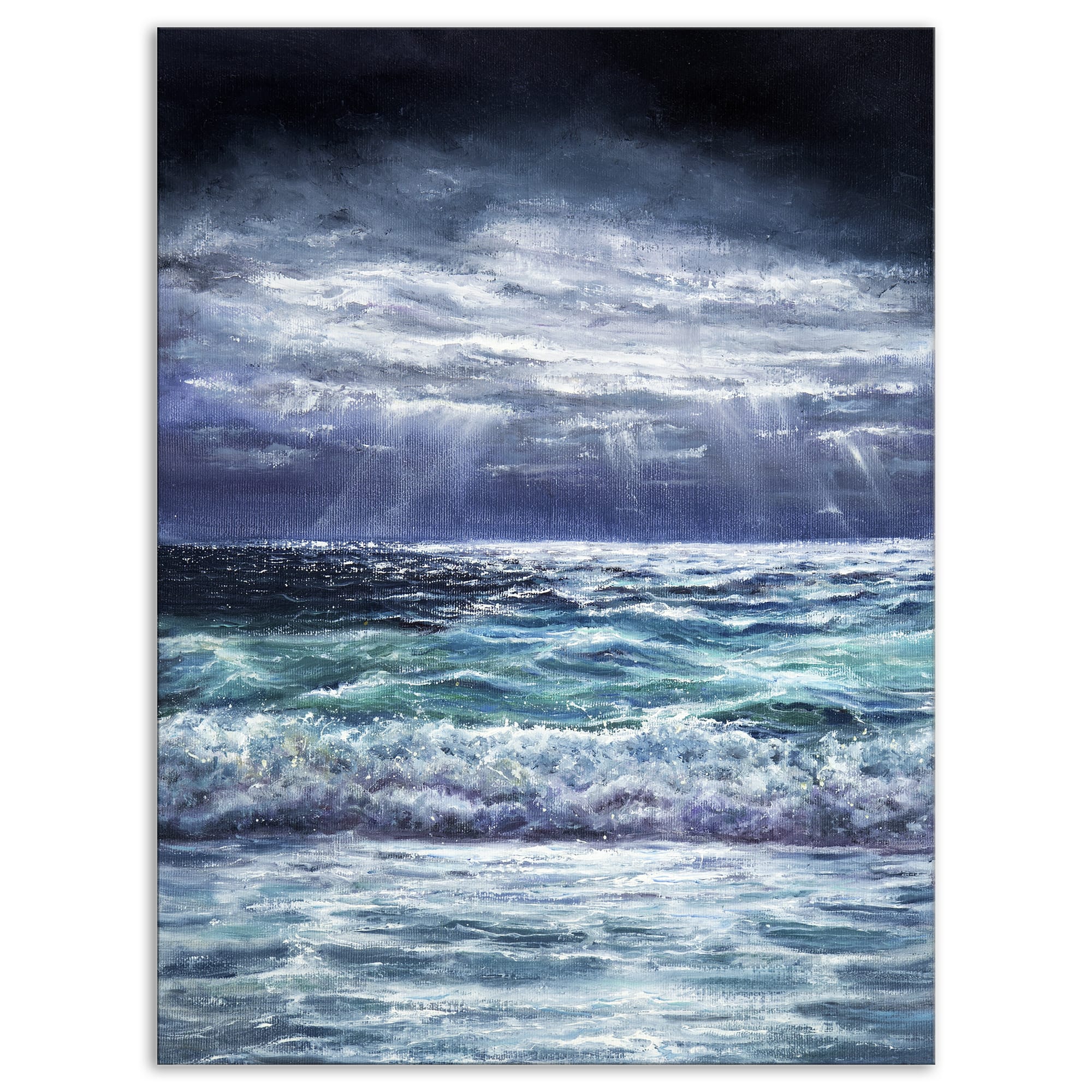 Designart - Ocean storm waves - Sea & Shore Painting Print on Wrapped Canvas