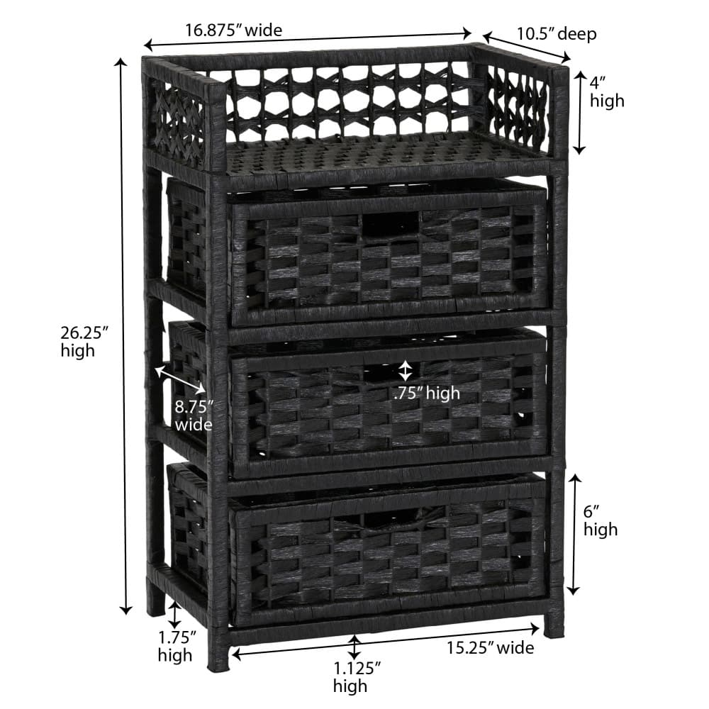 Household Essentials Woven 3 Drawer Chest with Cutout Handles