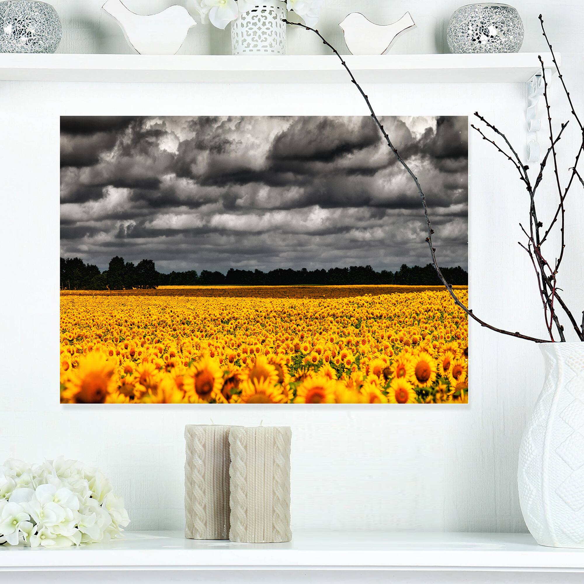 Designart - Van Gogh Summer with Clouds - Landscape Artwork Canvas