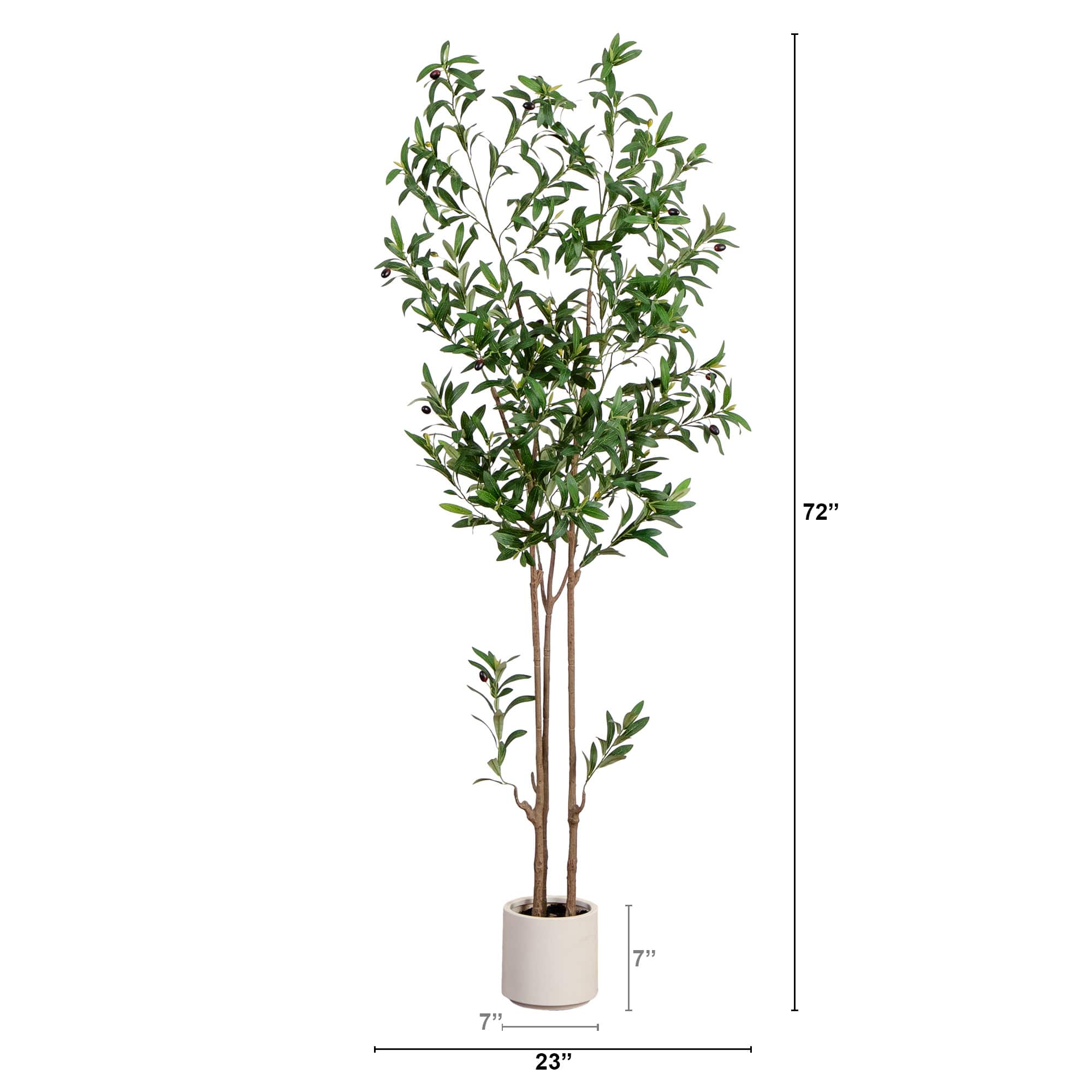 Artificial Minimalist Olive Tree in White Decorative Planter