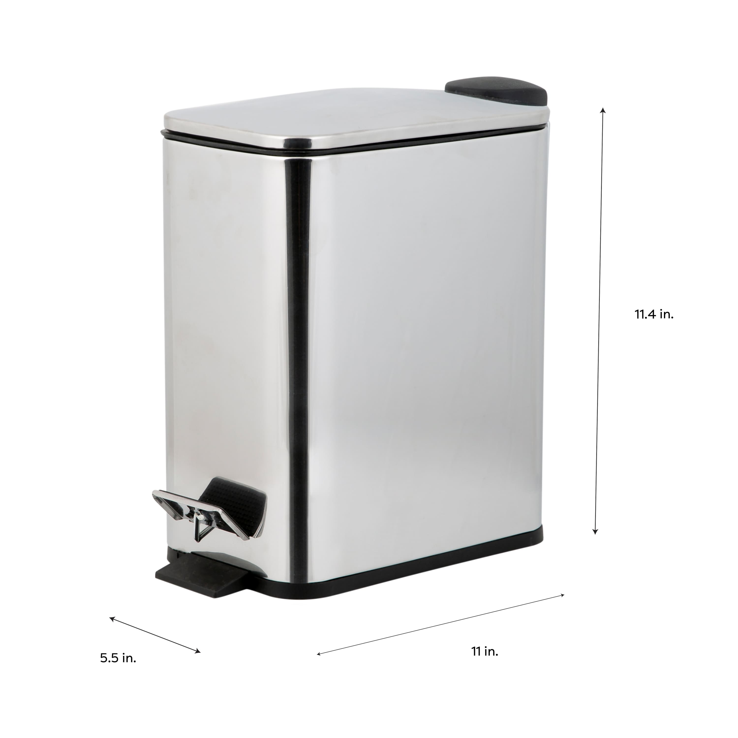 Simplify Stainless Steel 5L Slim Rectangular Pedal Trash Bin with Soft Close Lid