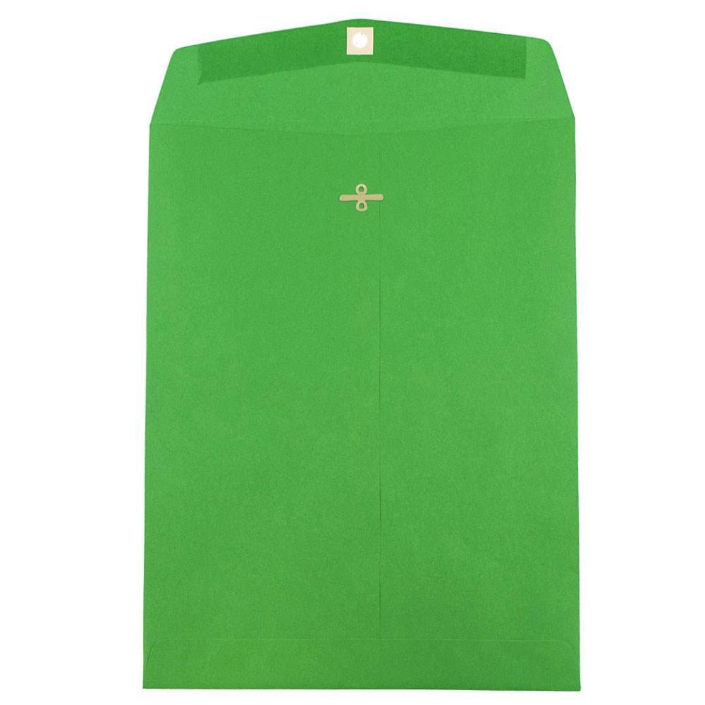 JAM Paper 10" x 13" Brite Hue Christmas Green Open End Clasp Closure Catalog Colored Envelopes, 100ct.