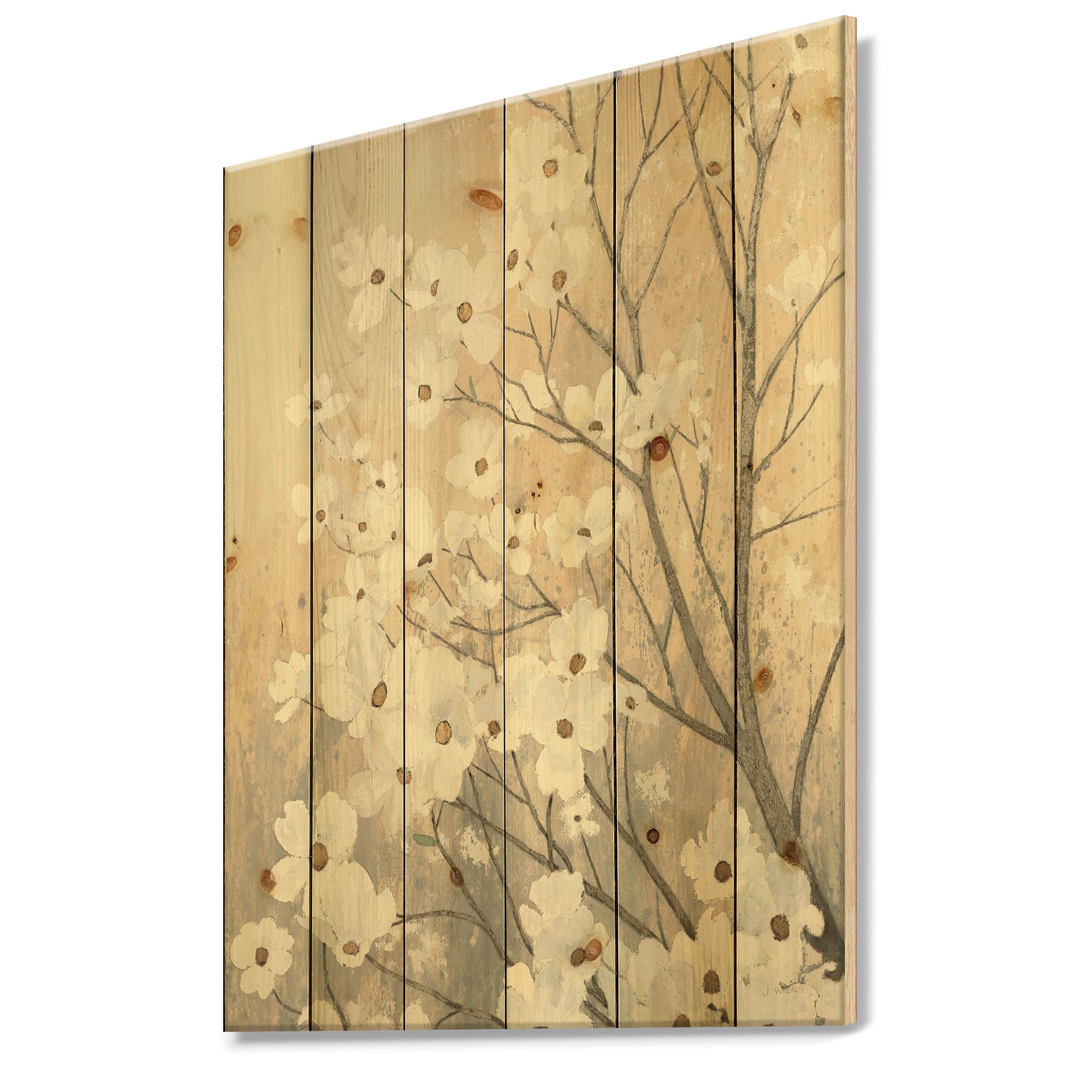 Designart - Brown onn Grey Blossoms