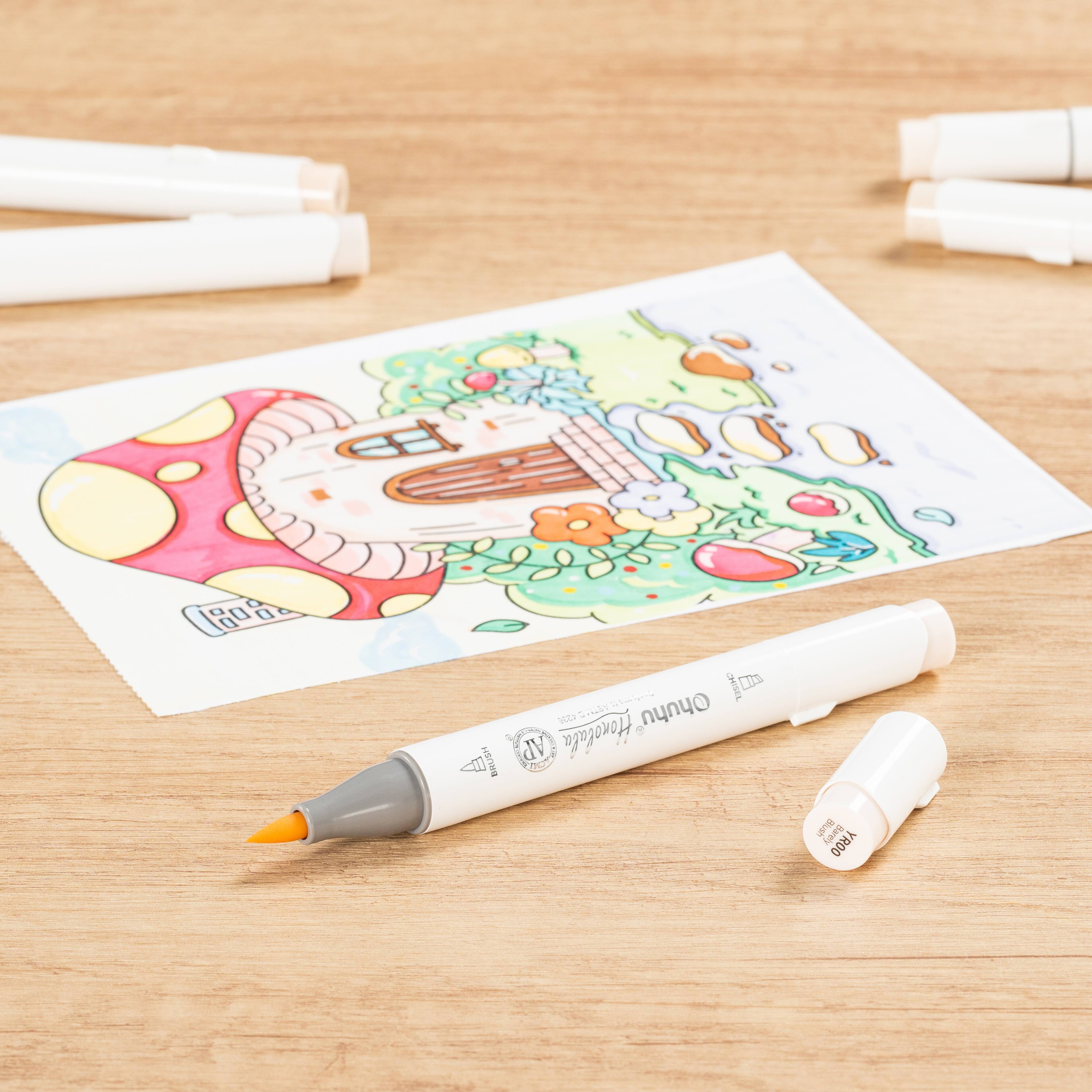 Ohuhu&#xAE; Honolulu Brush &#x26; Chisel Dual Tip Marker