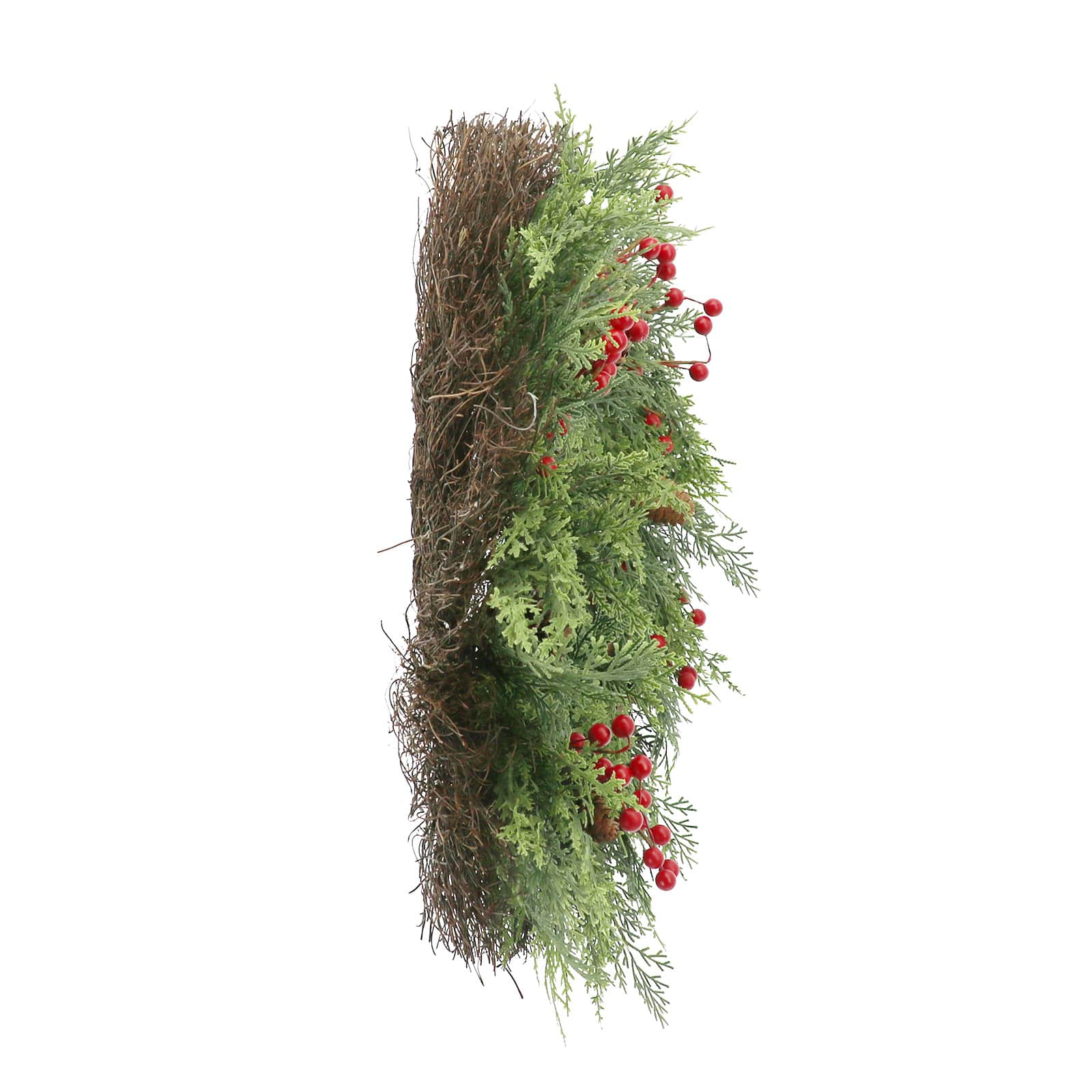 24&#x22; Real Touch Pine Leaf, Red Berry &#x26; Pinecone Wreath by Ashland&#xAE;