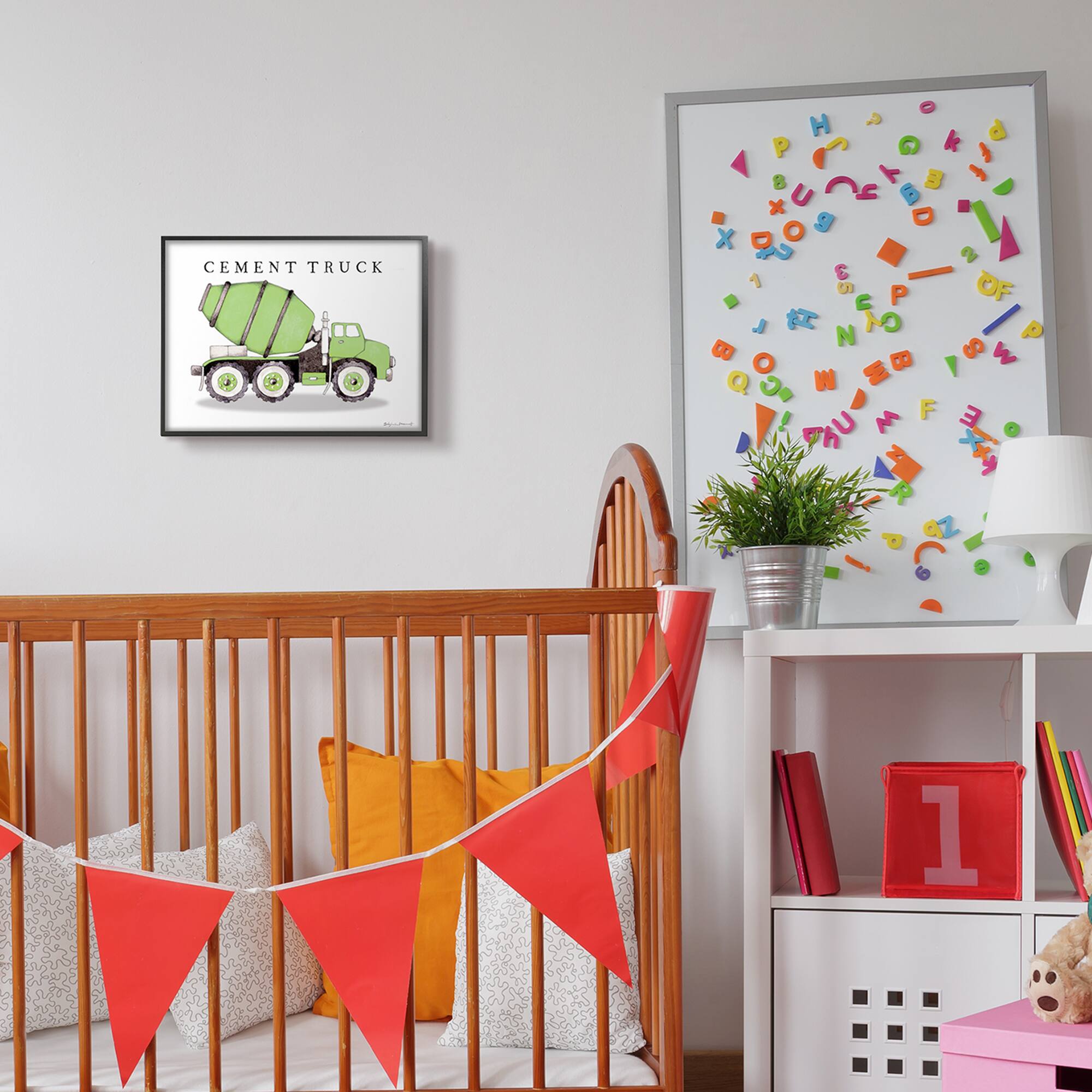 Stupell Industries Green Cement Truck Black Framed Wall Art