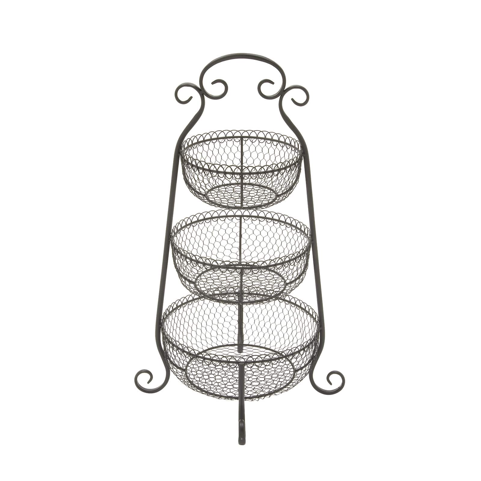 33&#x22; Black Iron Farmhouse 3 Tier Tray Stand