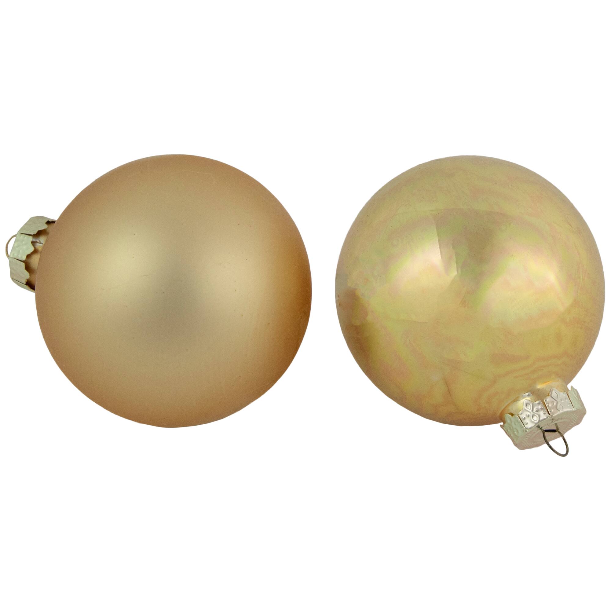 96ct. 3.25" Matte & Shiny Red & Gold Glass Ball Ornaments
