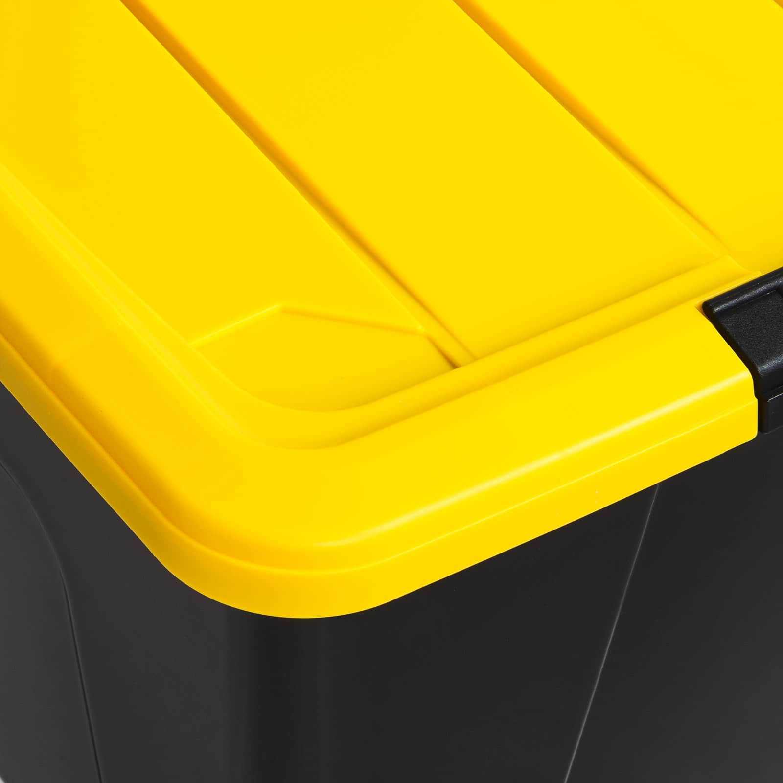 IRIS&#xAE; 60qt. Buckled Black Boxes with Yellow Buckle Lids, 6ct.