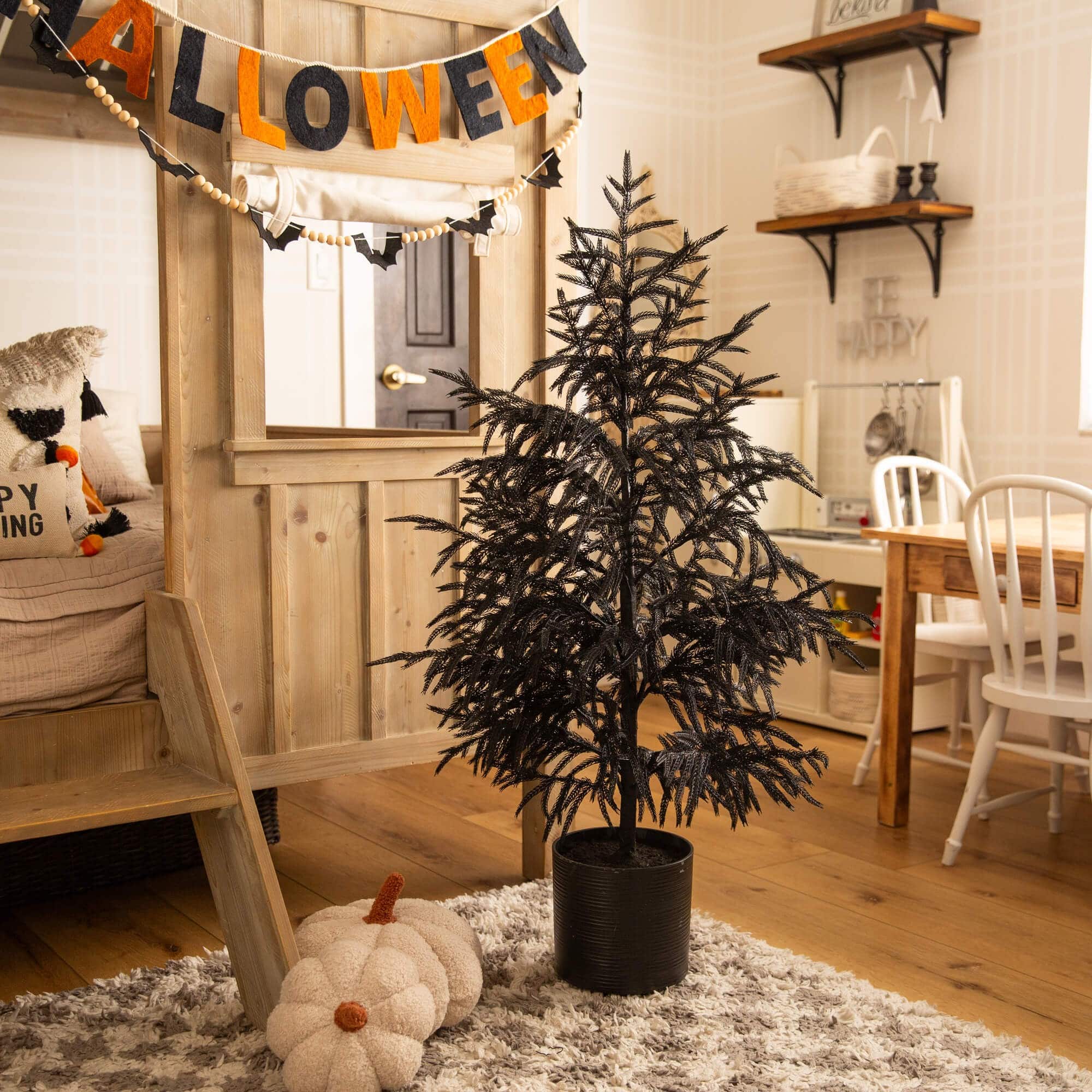 4ft. Artificial Halloween Real Touch Black Norfolk Pine Christmas Tree with Natural Look