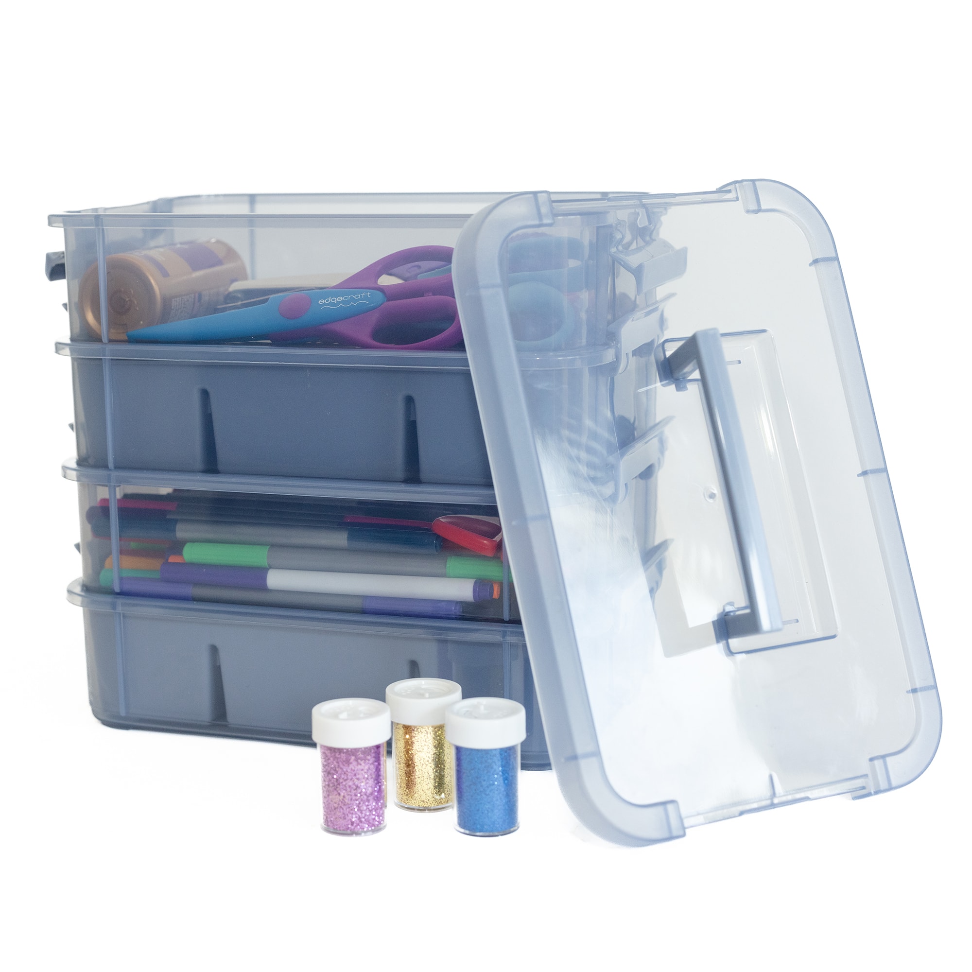 Everything Mary Clear Four Tray Plastic Organizer