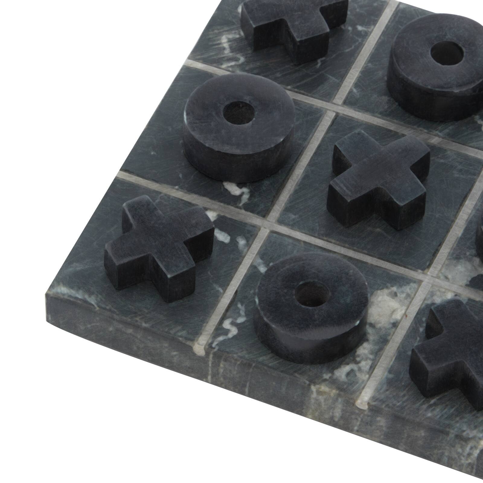 Black Marble Contemporary Tic-Tac-Toe Game Set