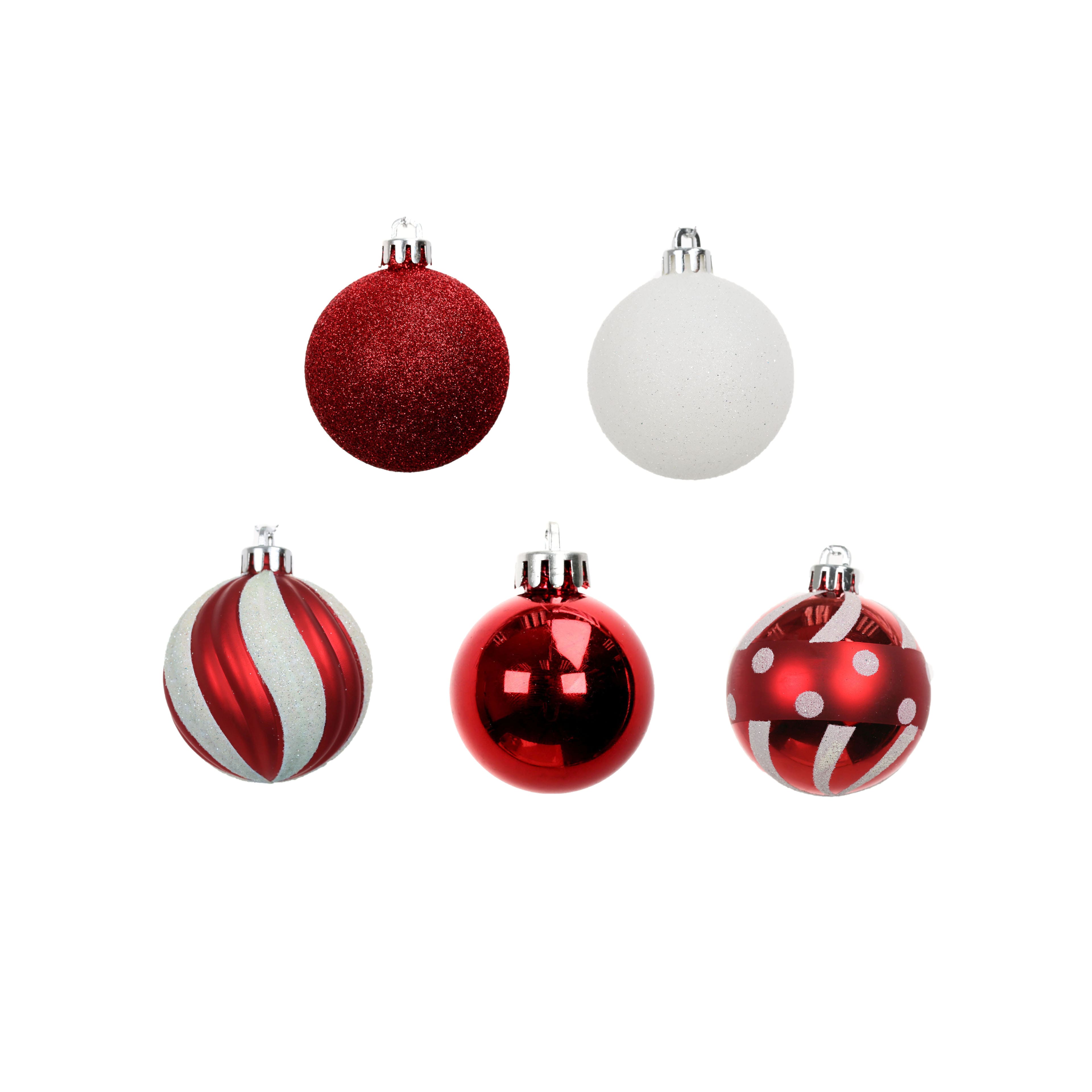 Assorted Red &#x26; White Ball Plastic Ornament Tube by Ashland&#xAE;, 1pc