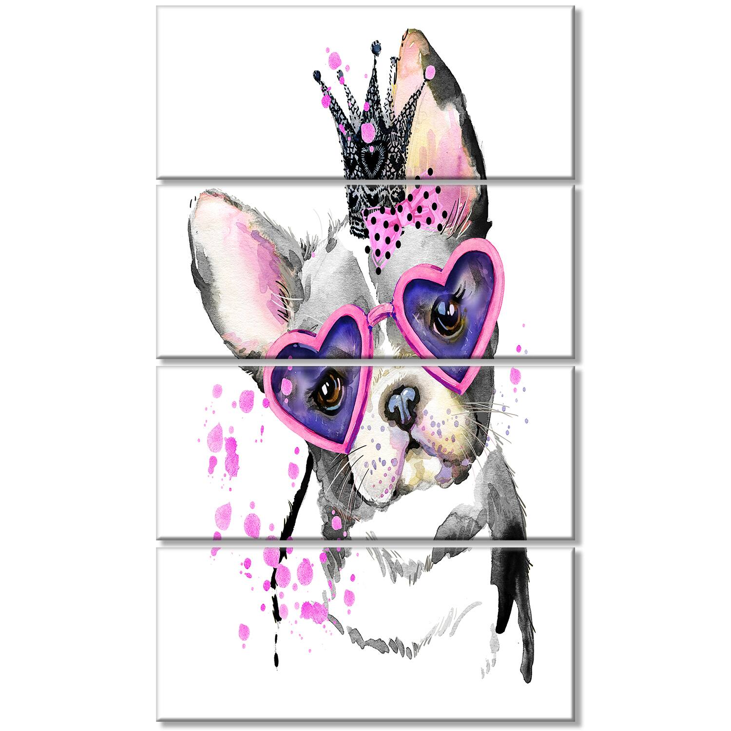 Dog with shop glasses canvas art