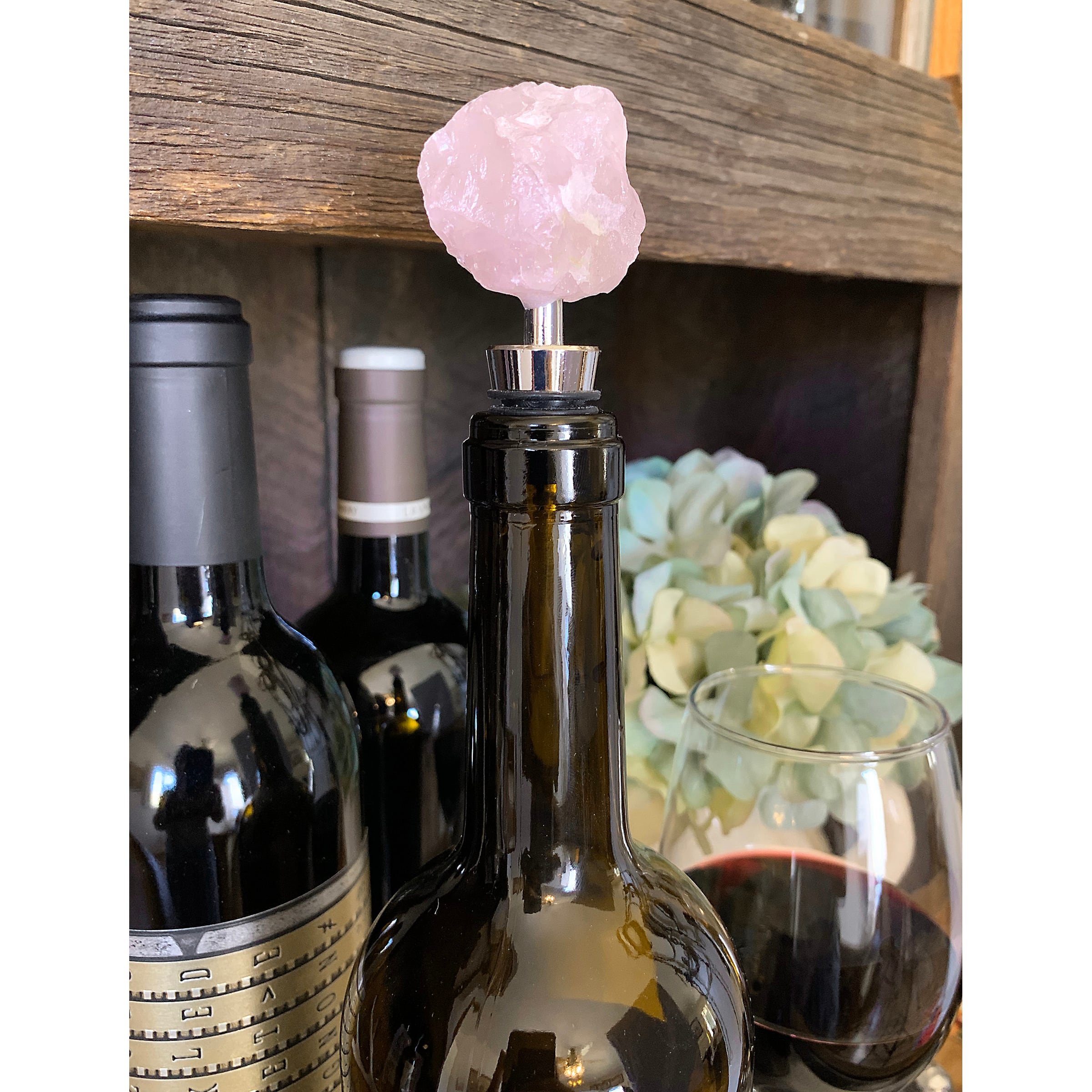 Wine Stopper with Rose Quartz