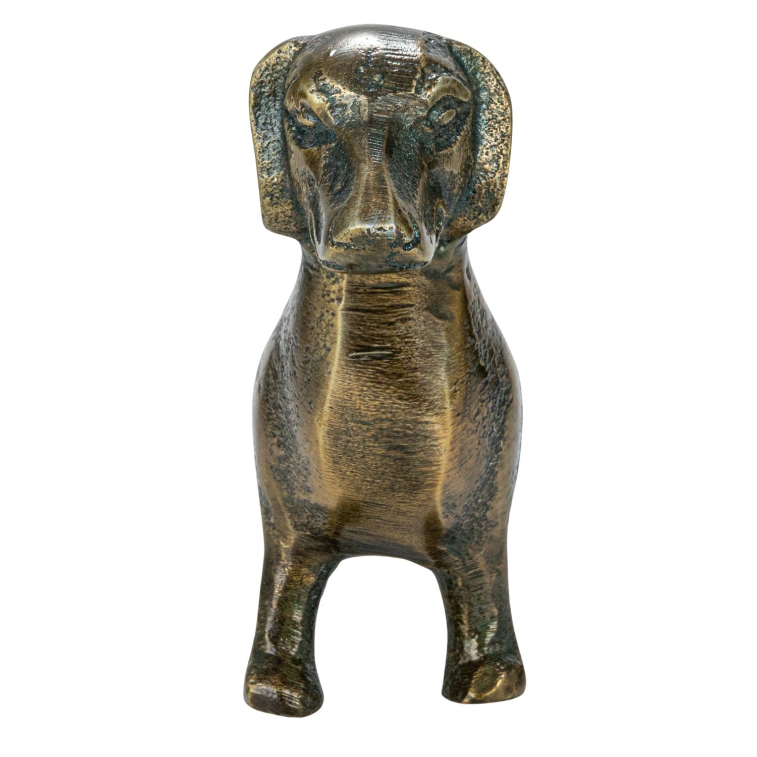 Hello Honey&#xAE; 6.5&#x22; Antique Brass Dachshund Cast Aluminum Tabletop D&#xE9;cor