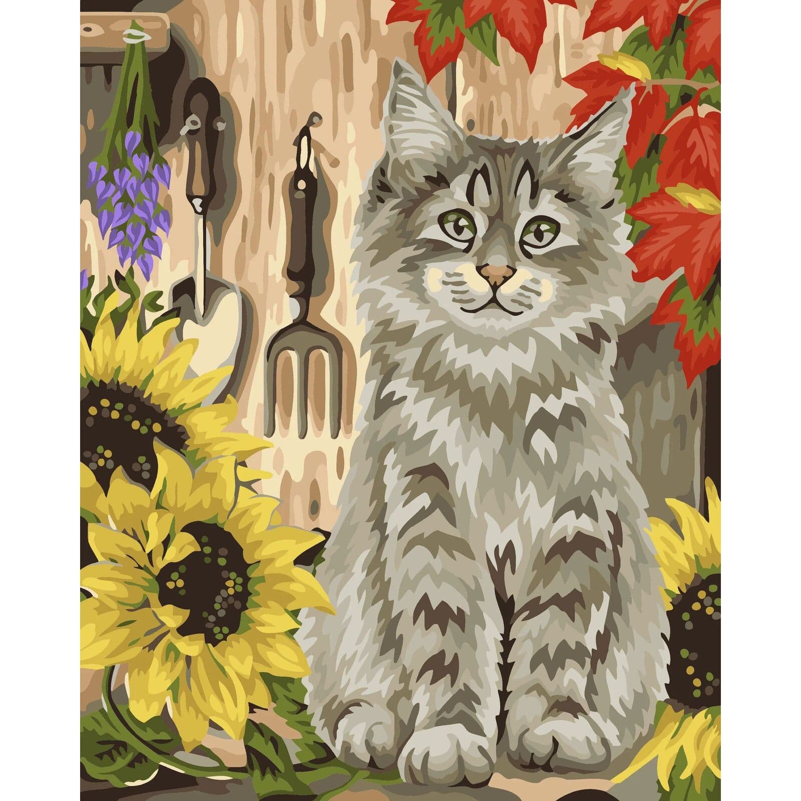 Crafting Spark Cat with Sunflowers Painting by Numbers Kit