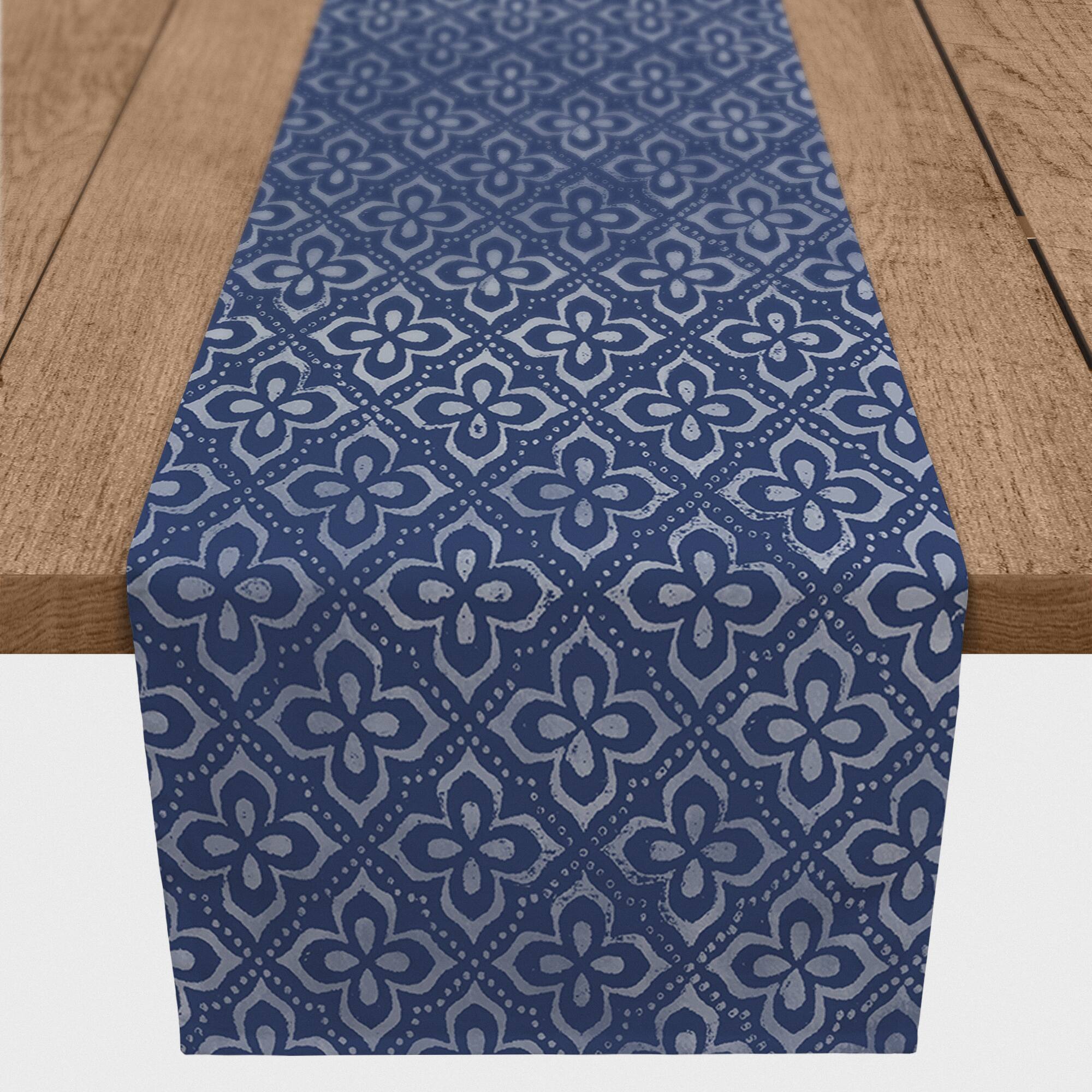 Navy Quatrefoils Outdoor Table Runner