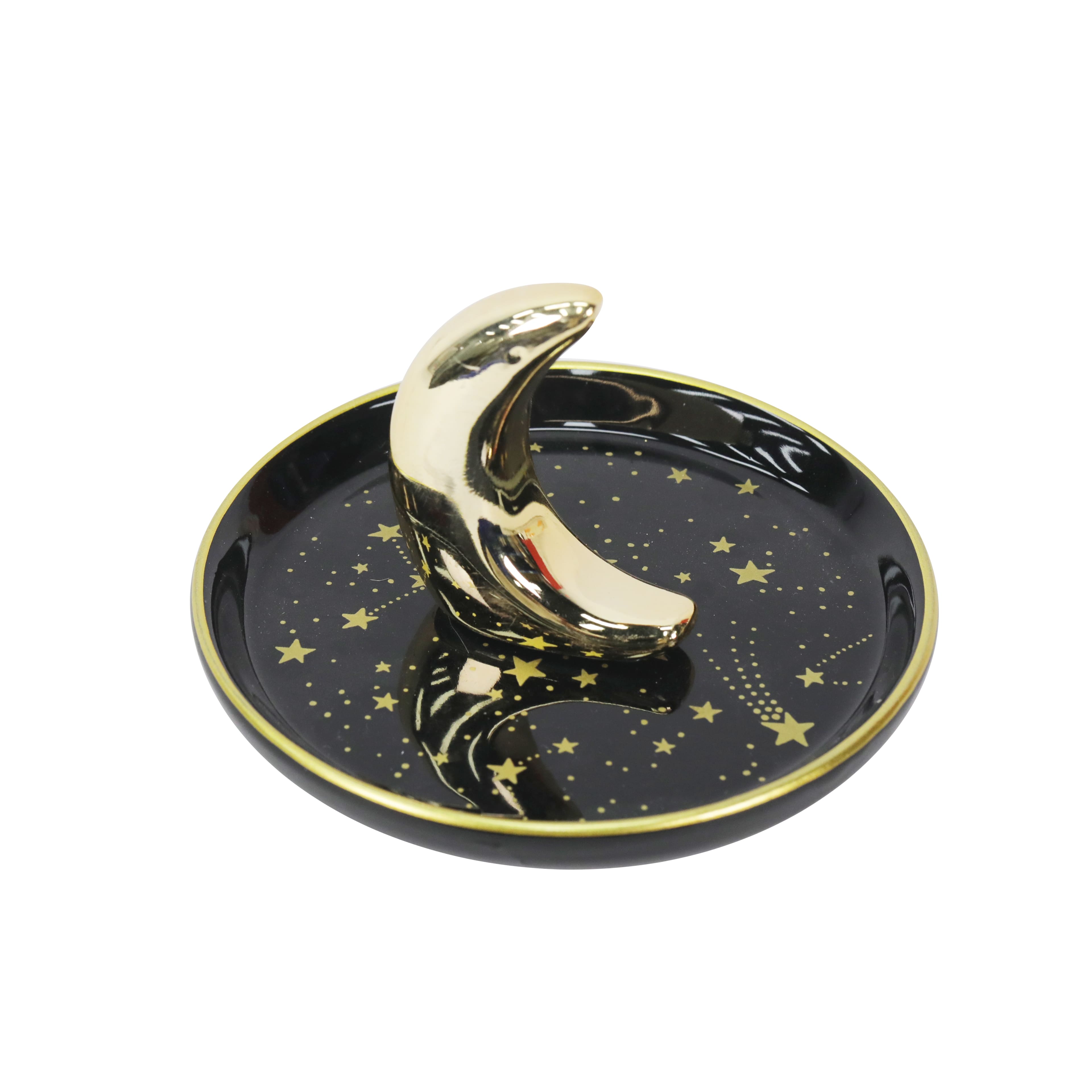 5&#x22; Black &#x26; Gold Moon Trinket Dish by Ashland&#xAE;