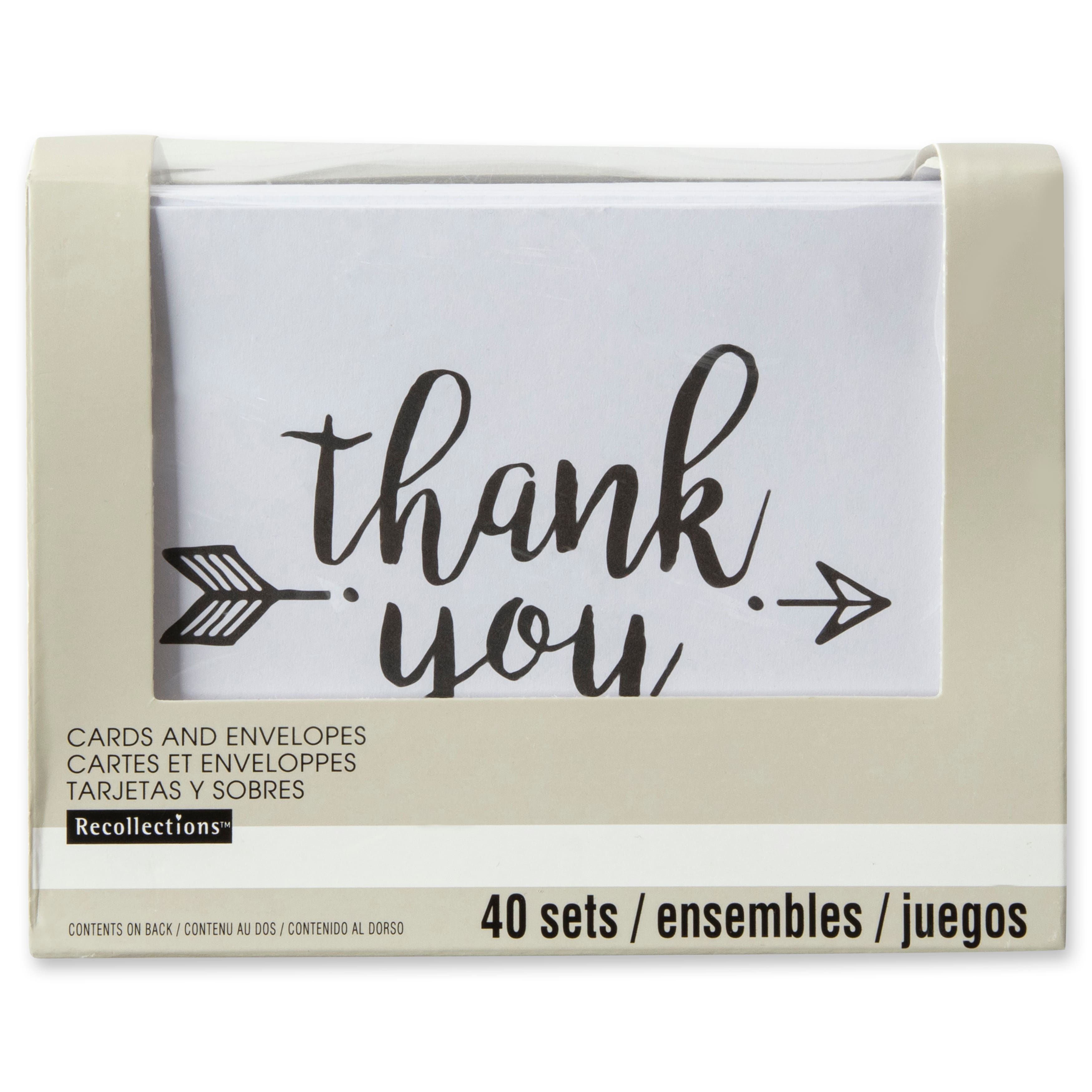 12 Packs: 40 ct. (480 total) Black &#x26; White Thank You Cards &#x26; Envelopes by Recollections&#x2122;, 4.25&#x22; x 5.5&#x22;