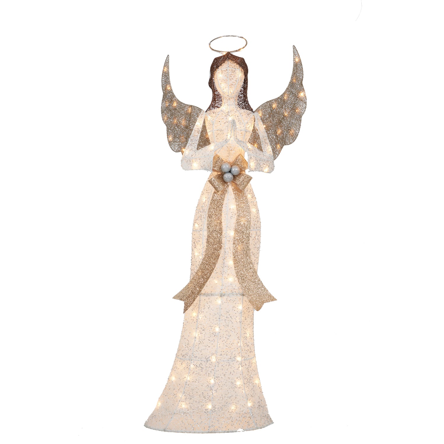 5ft. Glittering Thread Praying Angel Sculpture 