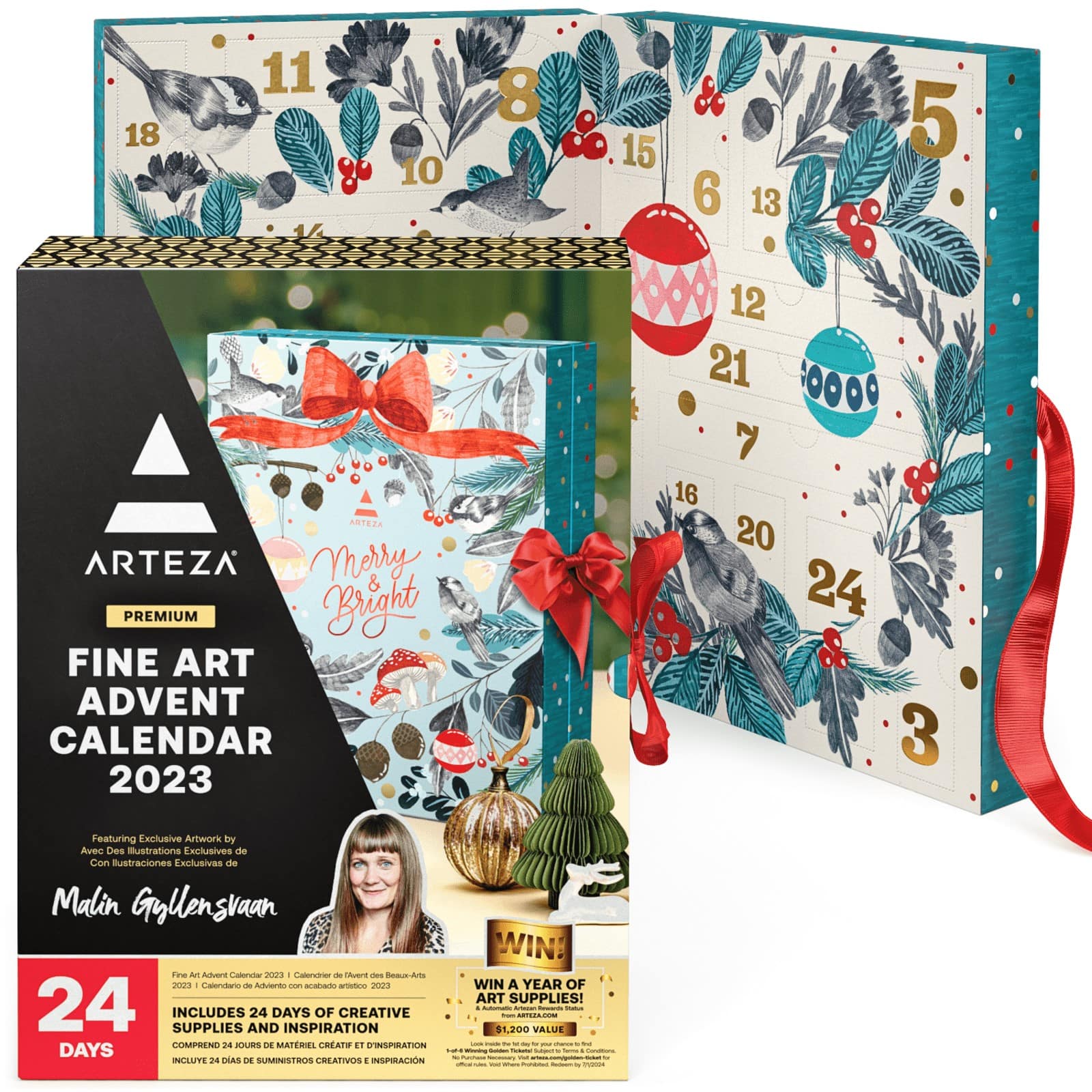 Arteza&#xAE; 24 Day Merry &#x26; Bright Fine Art Christmas 2023 Advent Calendar