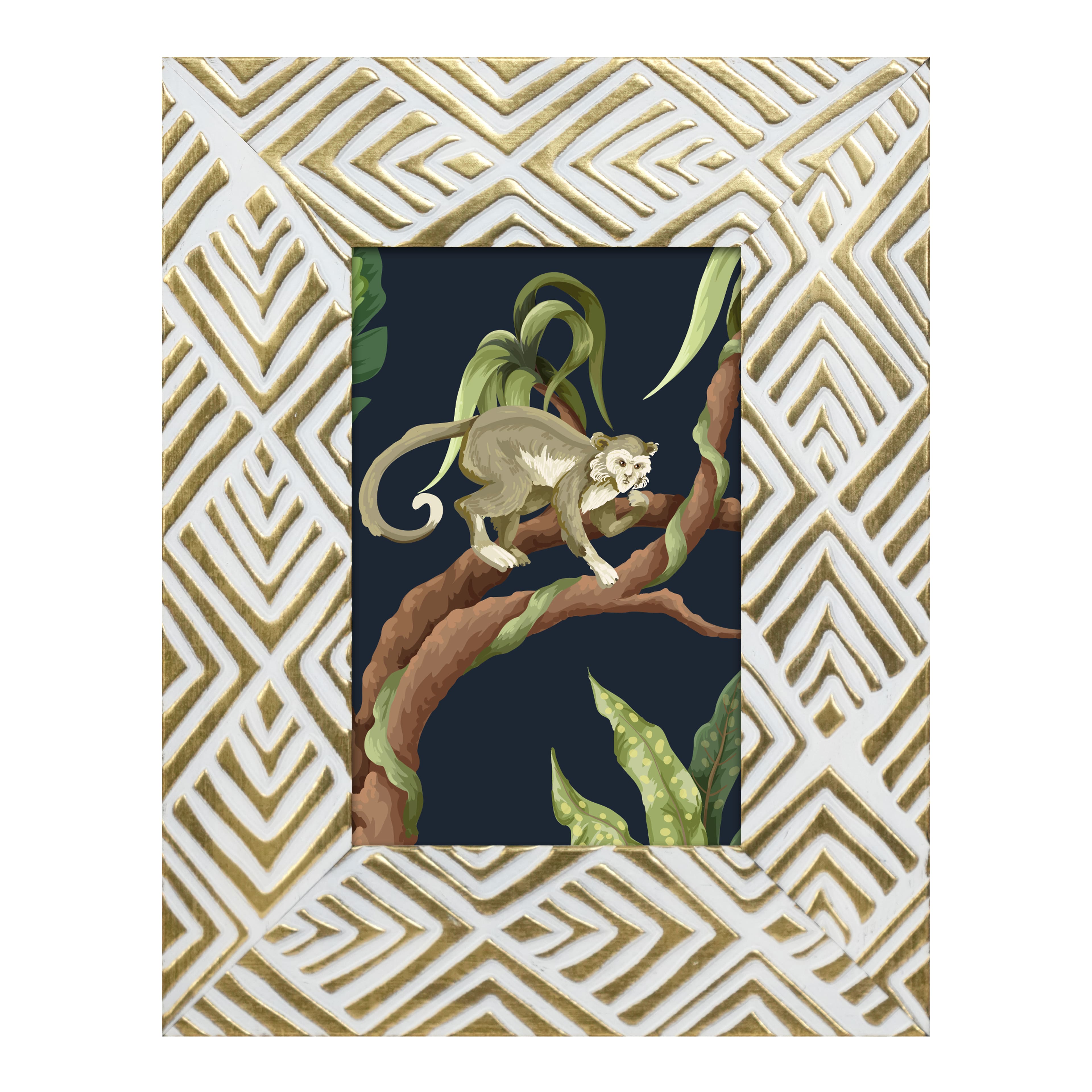 Safari 4" x 6" White & Gold Rhombus Embossed Frame by Ashland®