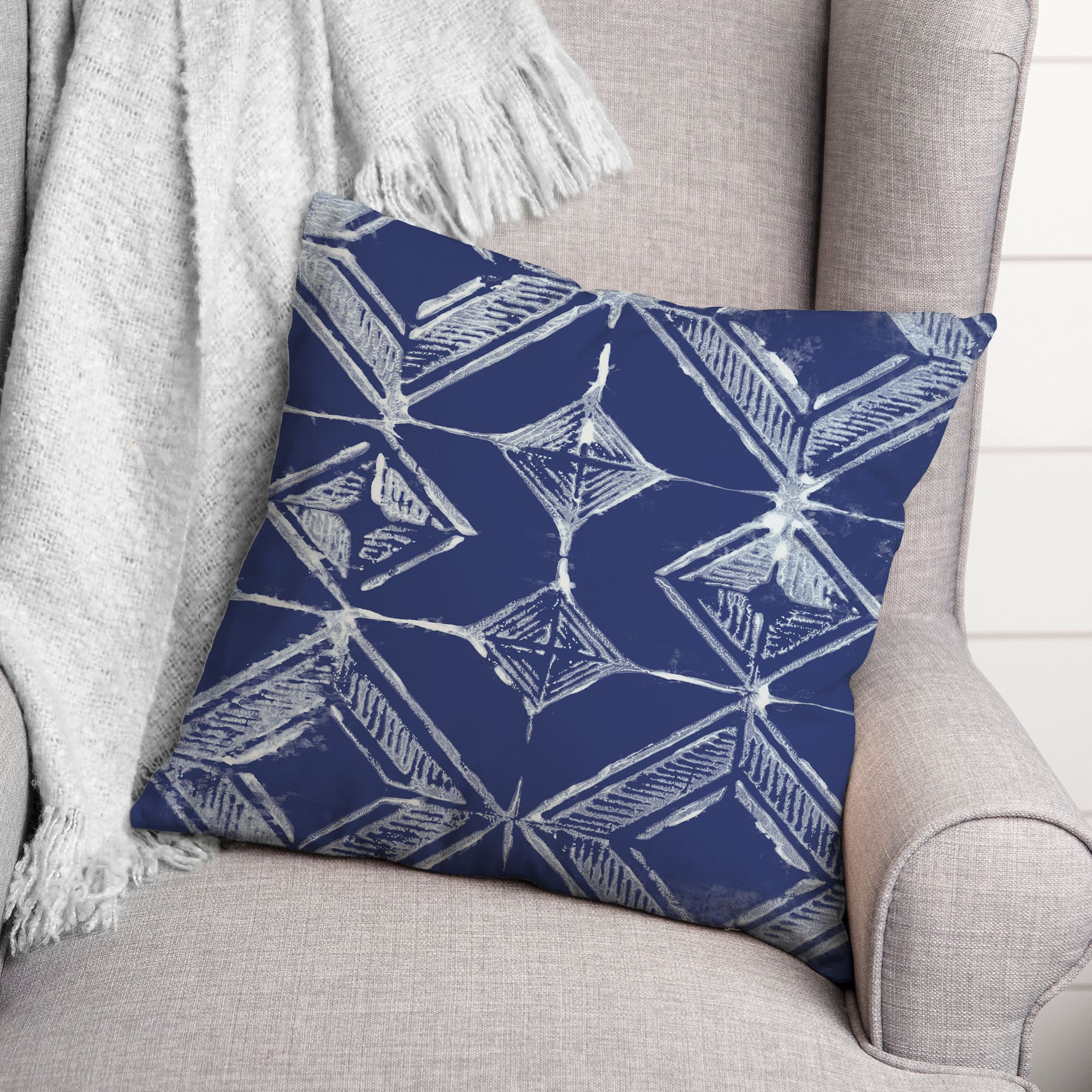 Indigo Diamonds Throw Pillow
