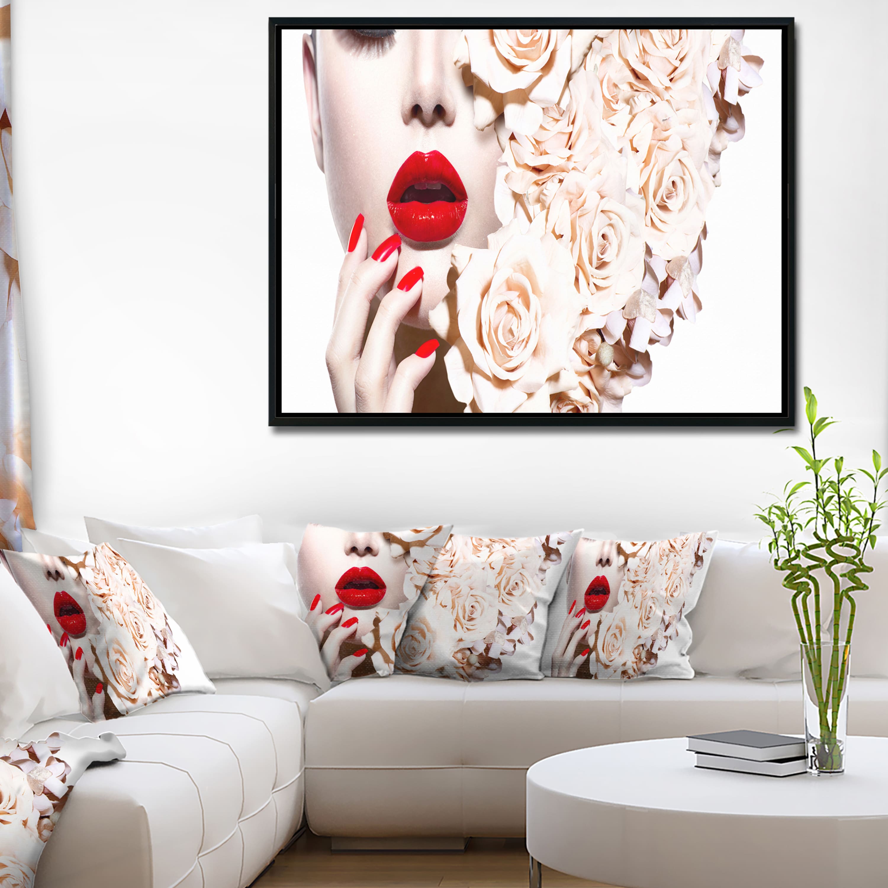Designart - Woman's Fashion and Floral Design - Sensual Canvas Art Print in Black Frame