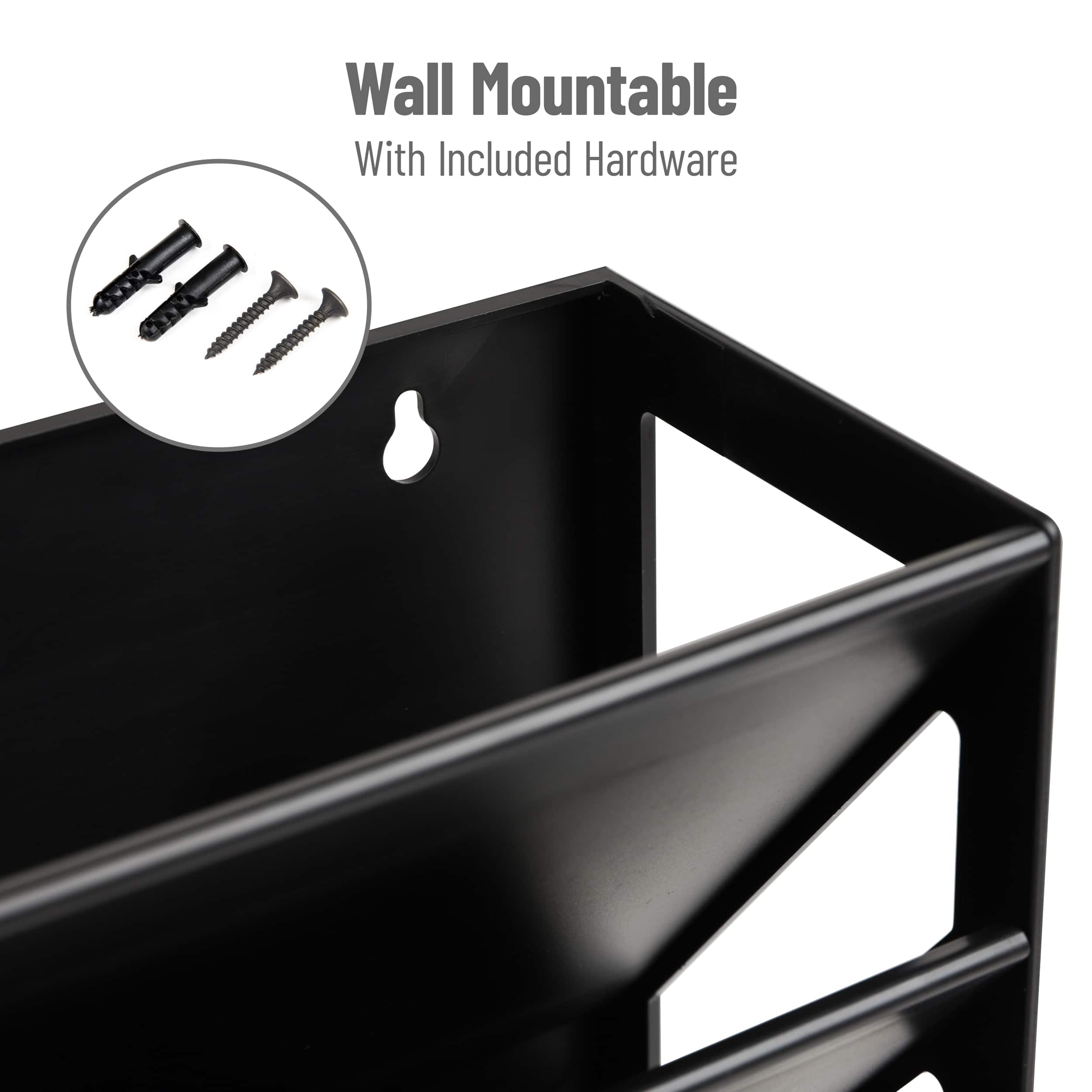 Mind Reader 5-Tier Vertical File Storage, Desktop Organizer, Wall Mount, Office, Plastic, Black