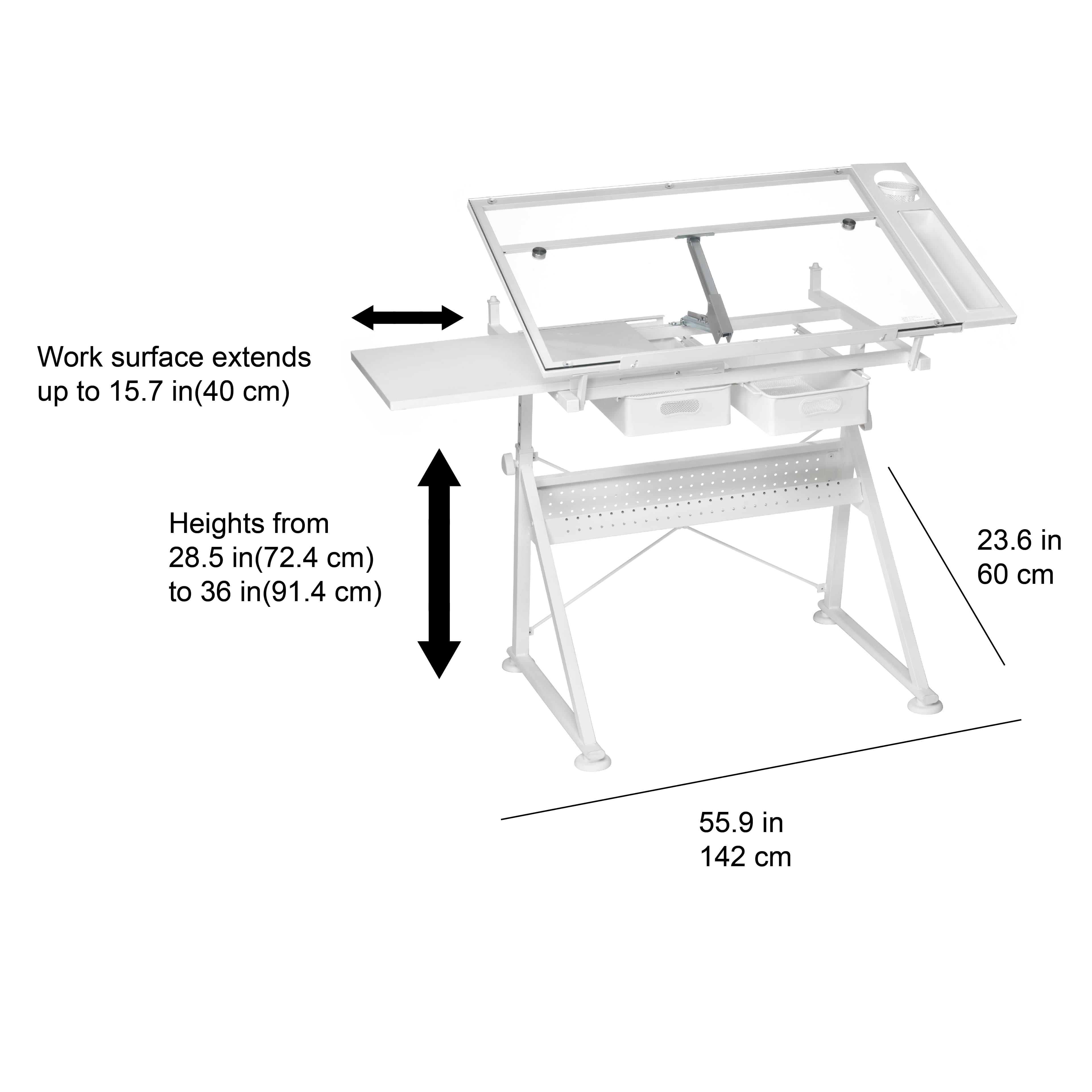 White Metal &#x26; Glass Artist Table by Artist&#x27;s Loft&#xAE;