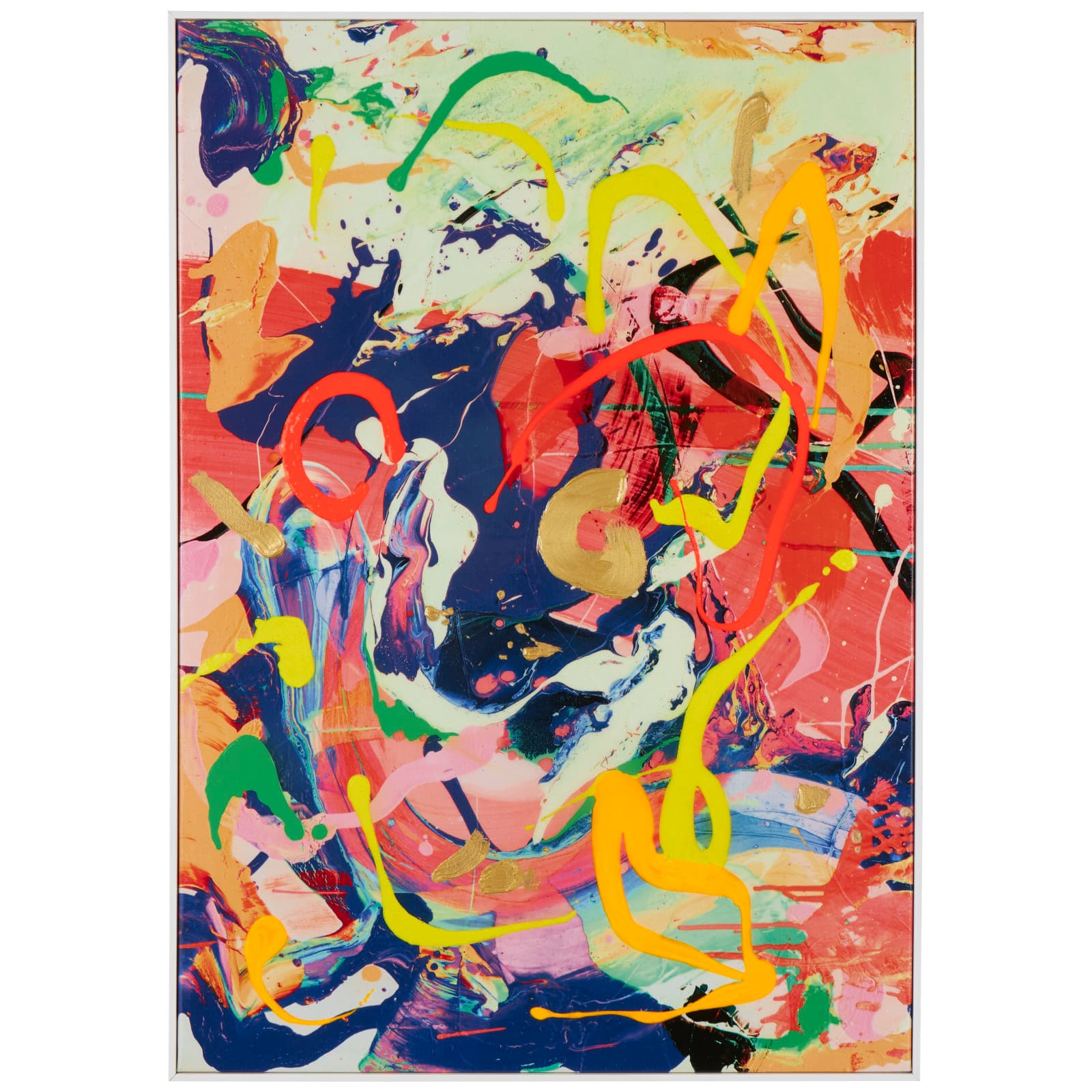 Multicolor Abstract Paint Splatter Framed Canvas Wall Art
