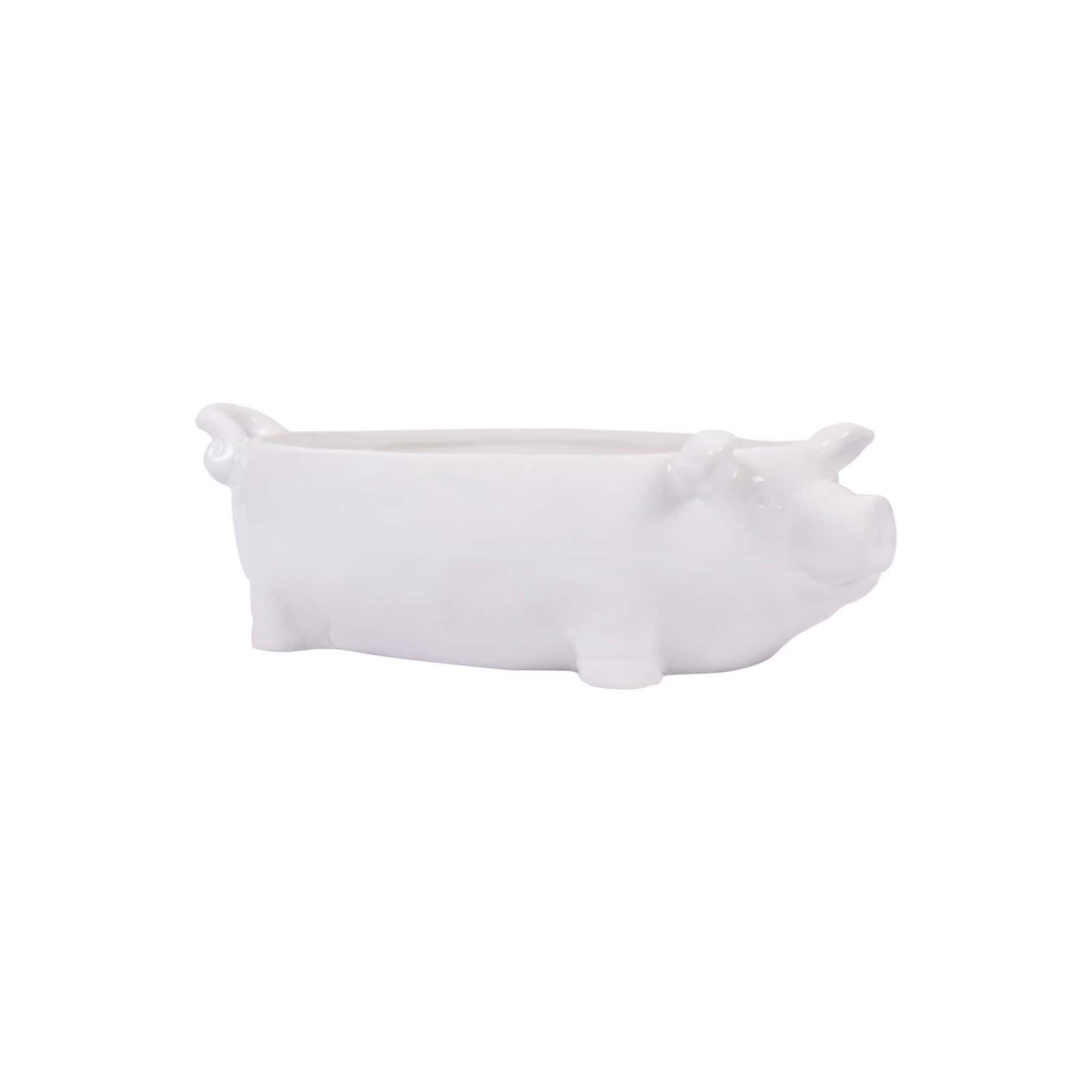 Hello Honey&#xAE; 12.5&#x22; White Ceramic Pig Shaped Bowl