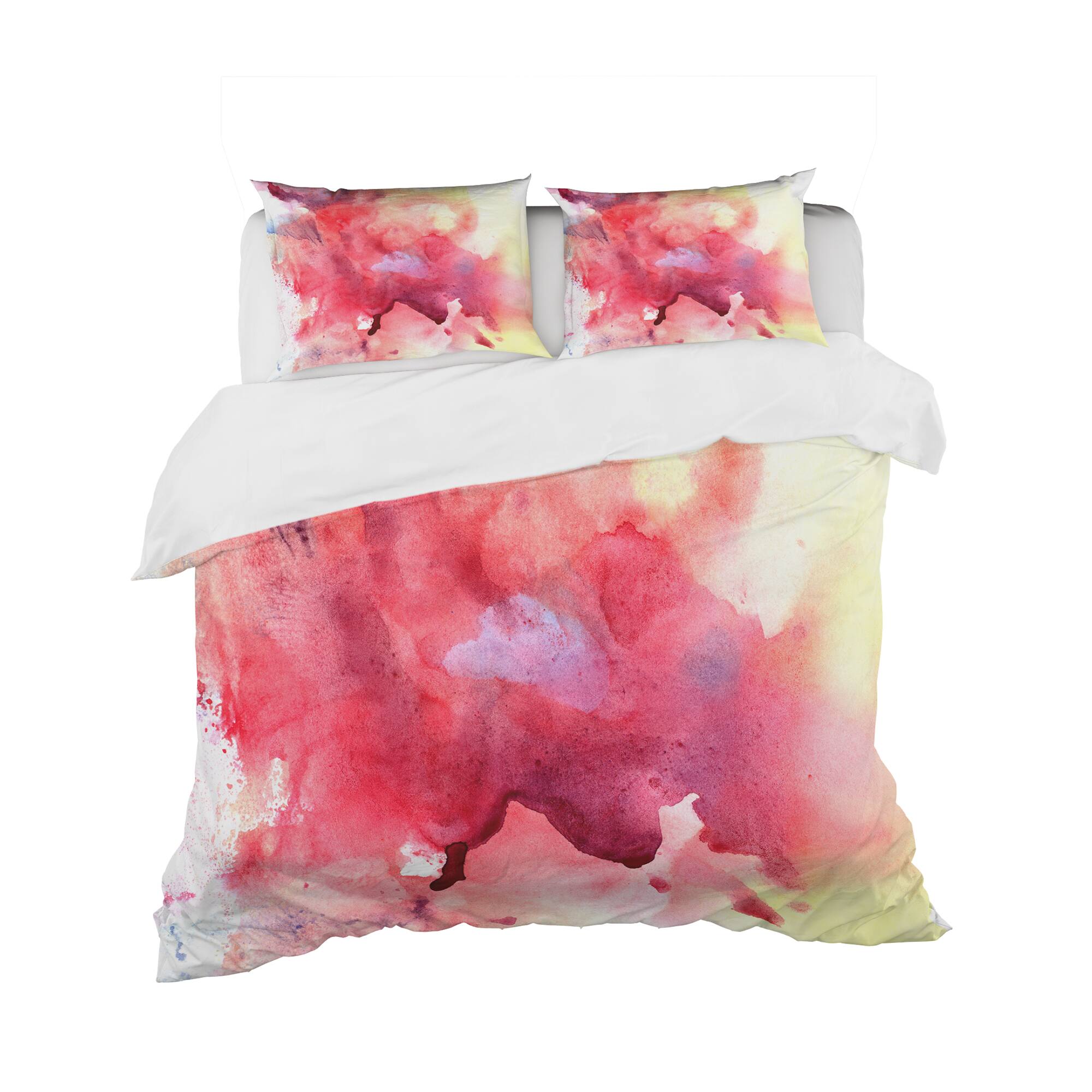 Designart &#x27;Abstract Composition of Pink and Purple&#x27; Mid-Century Modern Bedding Set - Duvet Cover &#x26; Shams