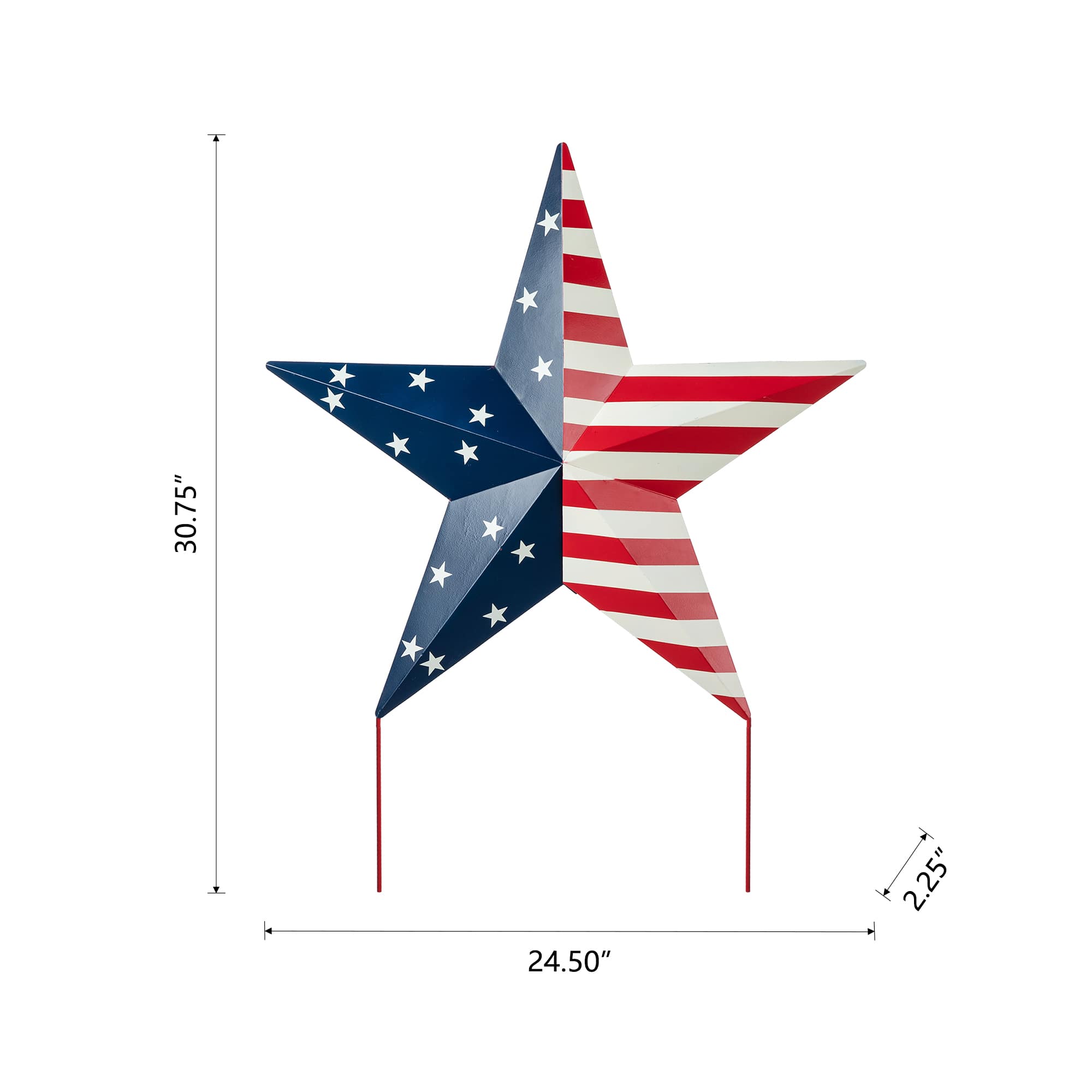 Glitzhome&#xAE; 30.75&#x22; Metal Patriotic Yard Stake D&#xE9;cor