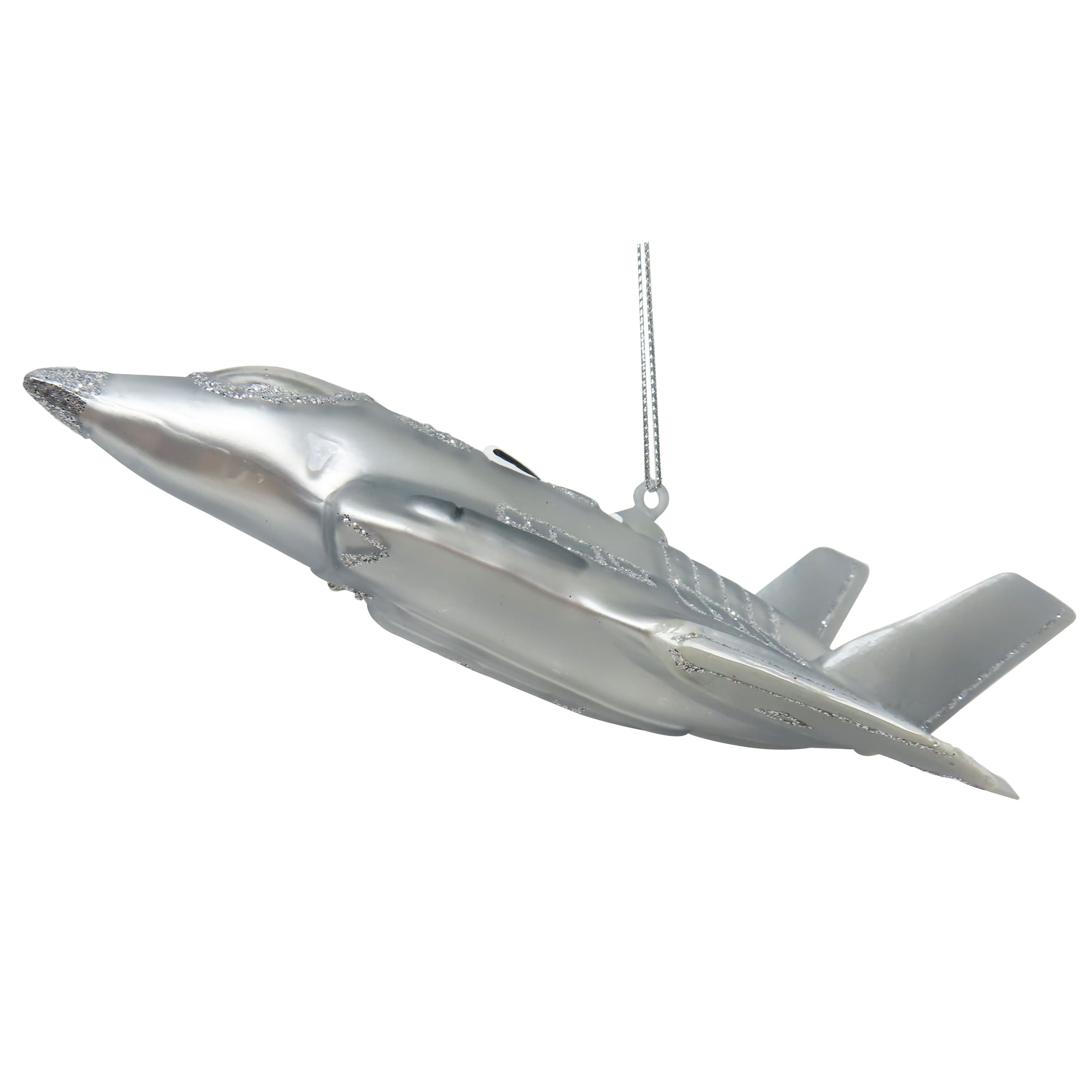 5.75&#x22; Silver Fighter Jet Glass Ornament by Ashland&#xAE;