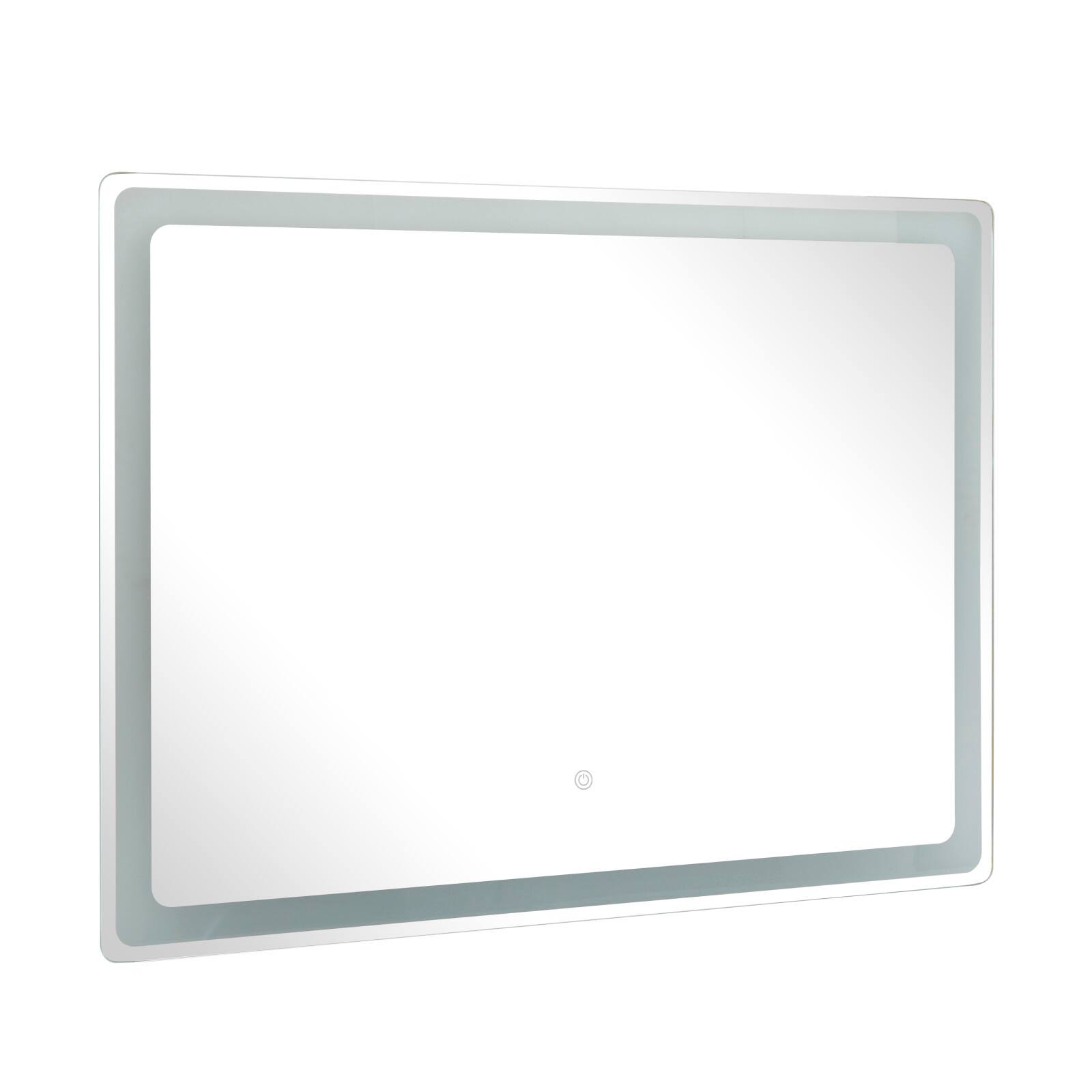 Clear Glass Modern LED Mirror, 39" x 1" x 30"
