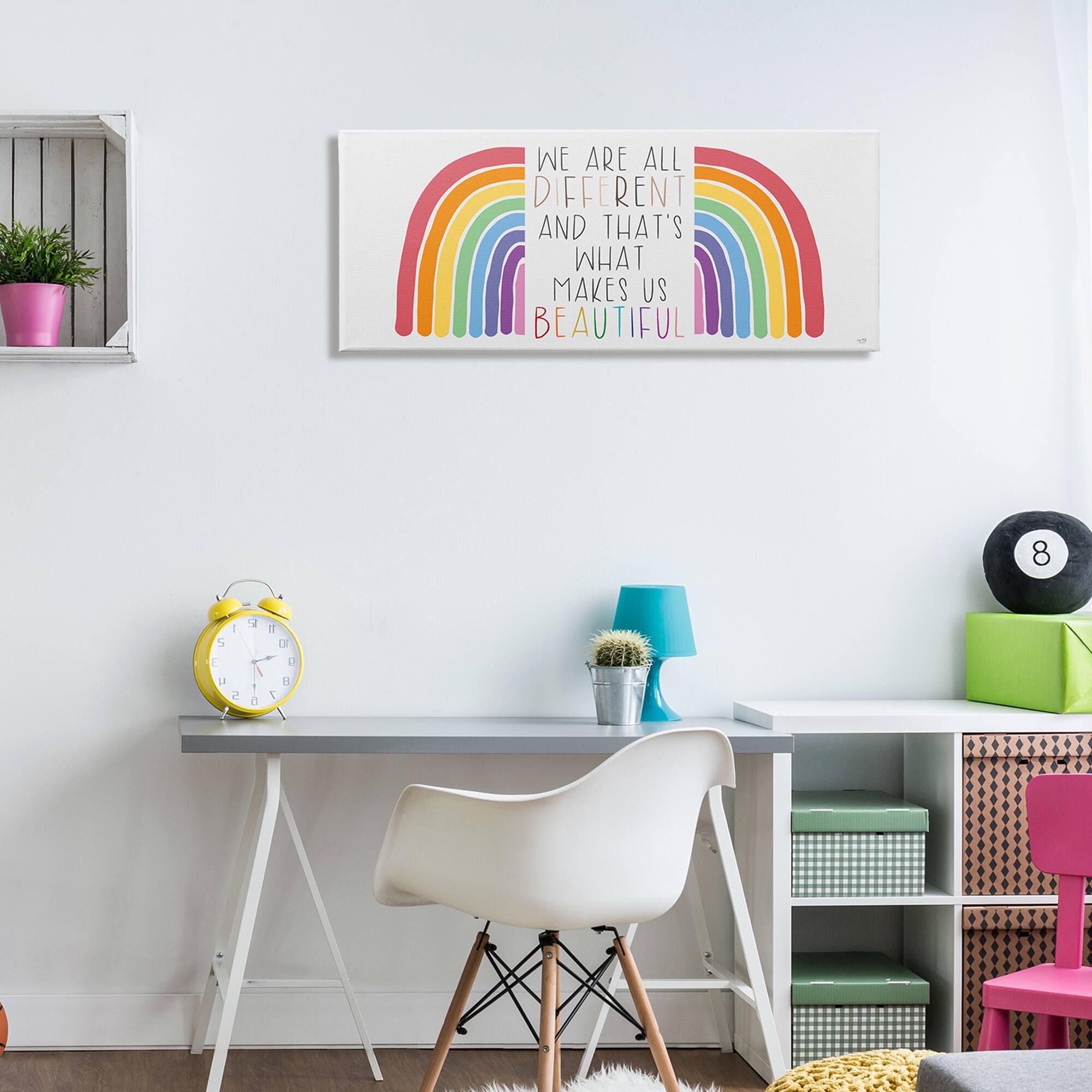 Stupell Industries Bold Rainbow Different Is Beautiful Inspirational Quote Canvas Wall Art