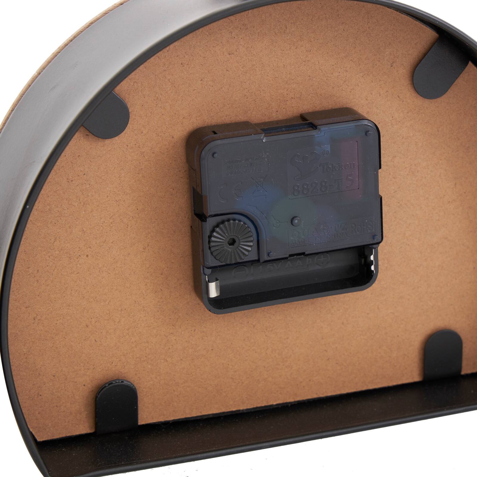 Black Wooden Semicircle Clock Set with Brown Wooden Frame &#x26; Ring Handle