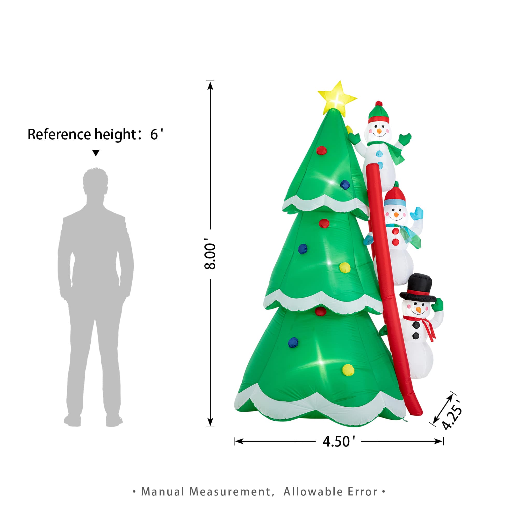 Glitzhome® 8ft. Lighted Inflatable Xmas Snowman Climbing Up Tree Décor
