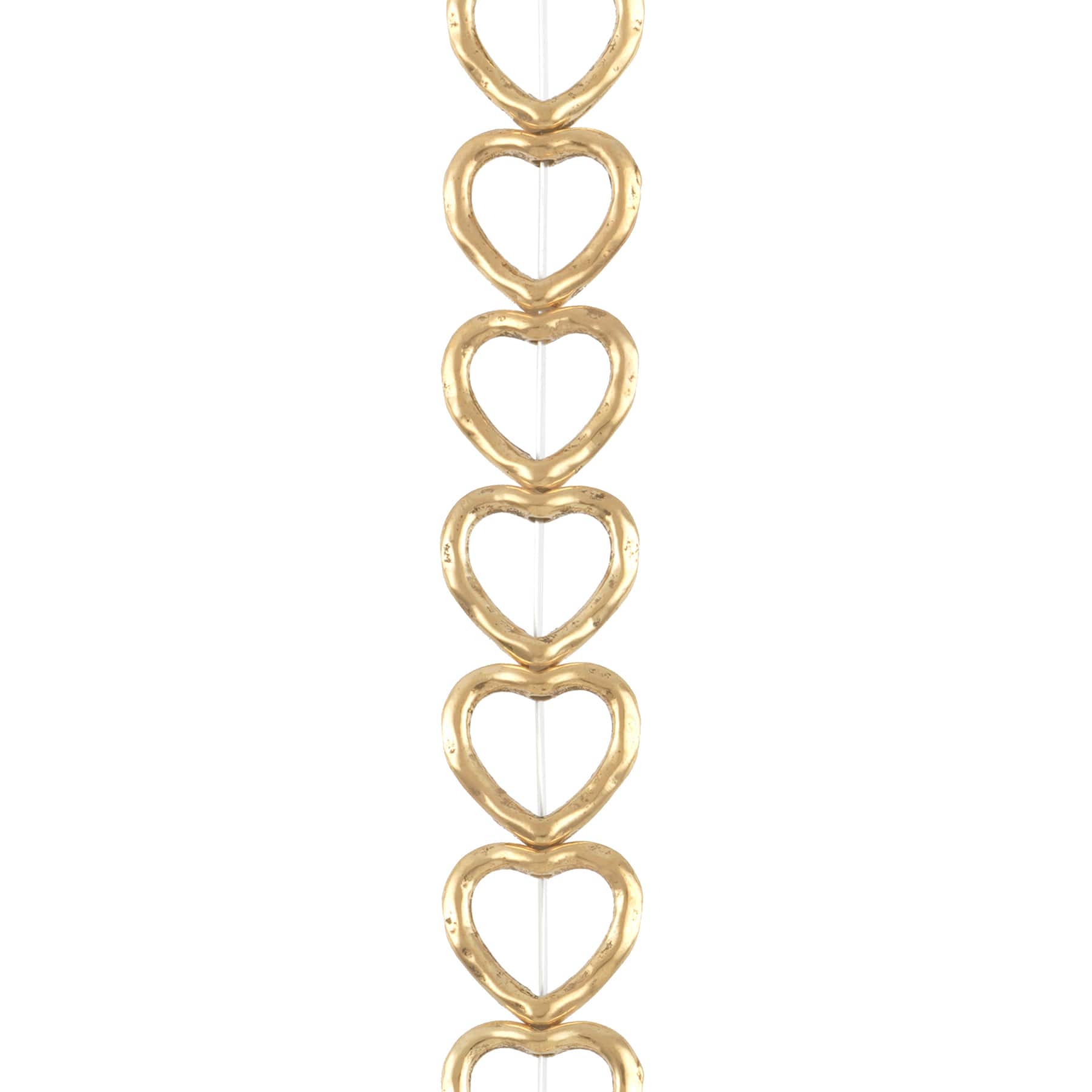 12 Packs: 12 ct. (144 total) Gold Metal Heart Beads, 13mm by Bead Landing™