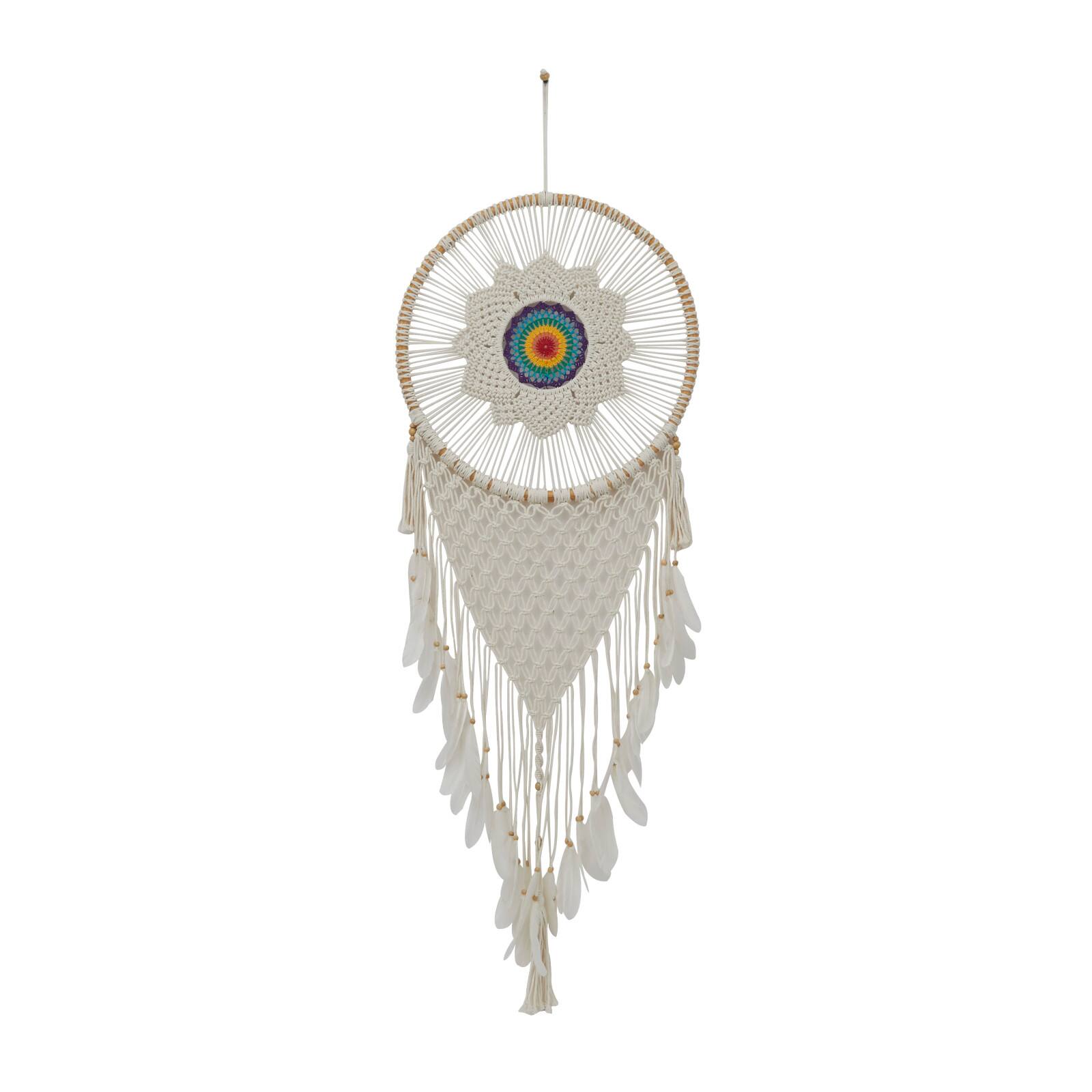 White Cotton Bohemian Dreamcatcher Wall Decor, 21&#x22; x 1&#x22; x 63&#x22;