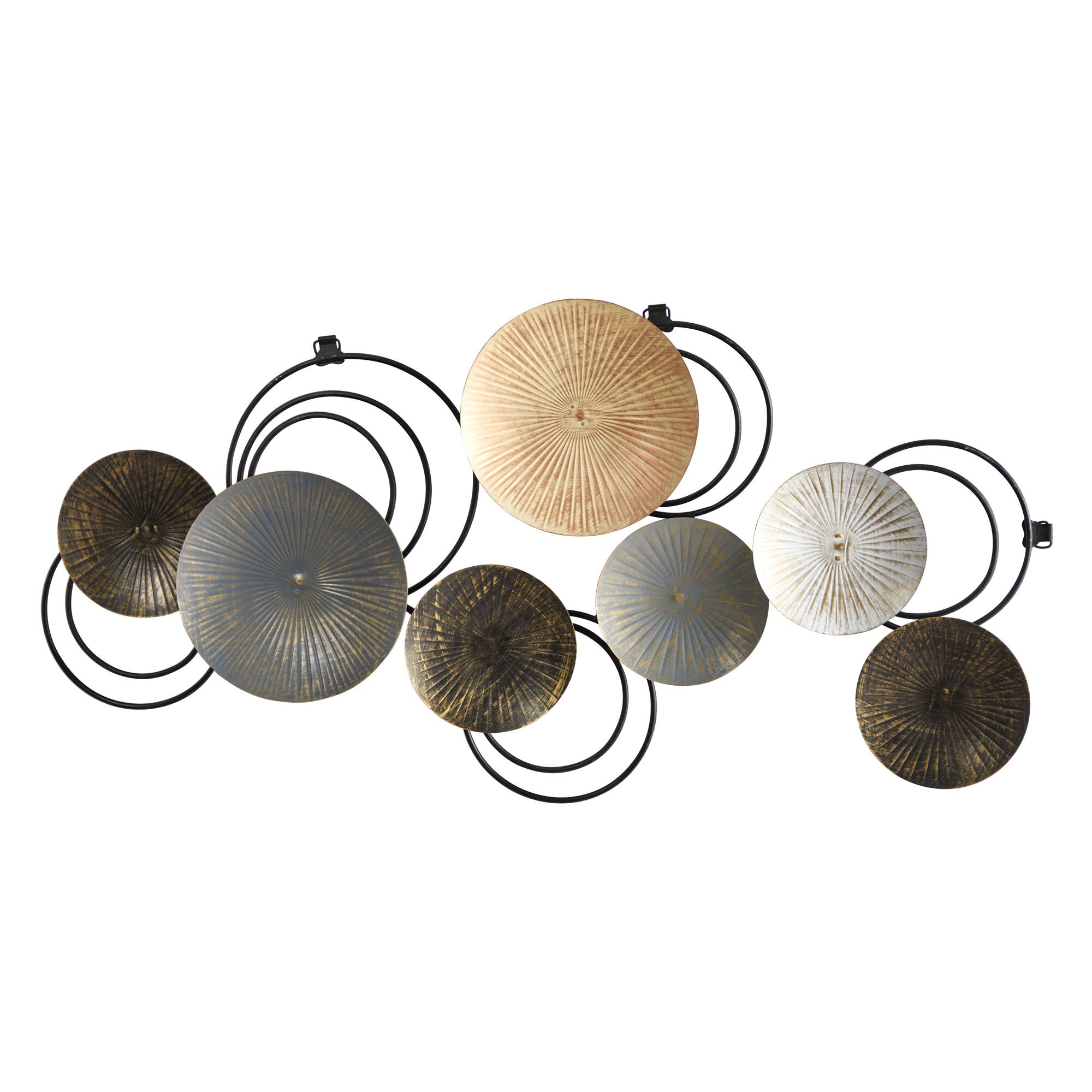 30&#x22; x 14&#x22; Rays Metal Plates Wall Art Decor